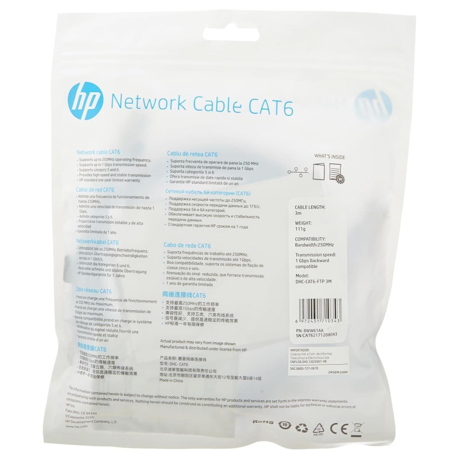 Cable De Red UTP RJ45 3mts Azul Cat 6 DHC-CAT6-3