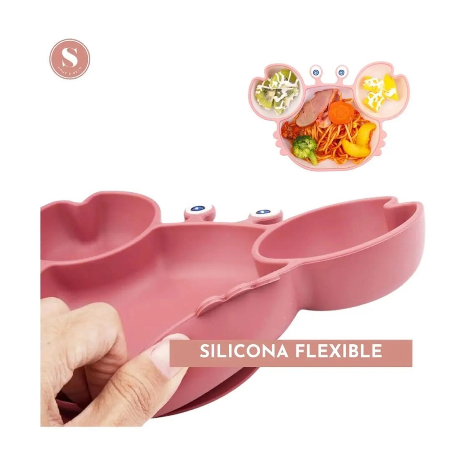 Plato De Silicona Para Bebes 23x15cm Rosado Infantil-2
