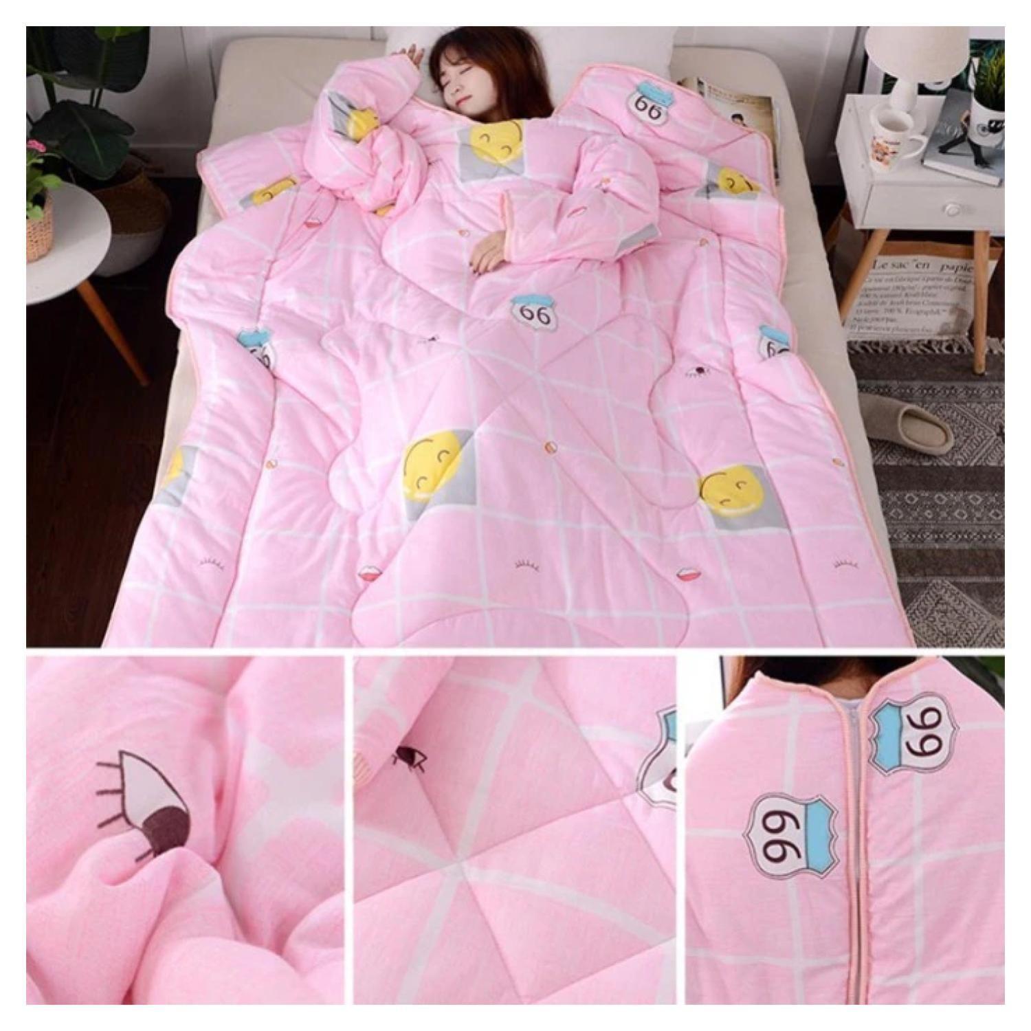 Frazada Manta Cobija Con Manga Convertible 3 En 1 Para Adultos Gris-1