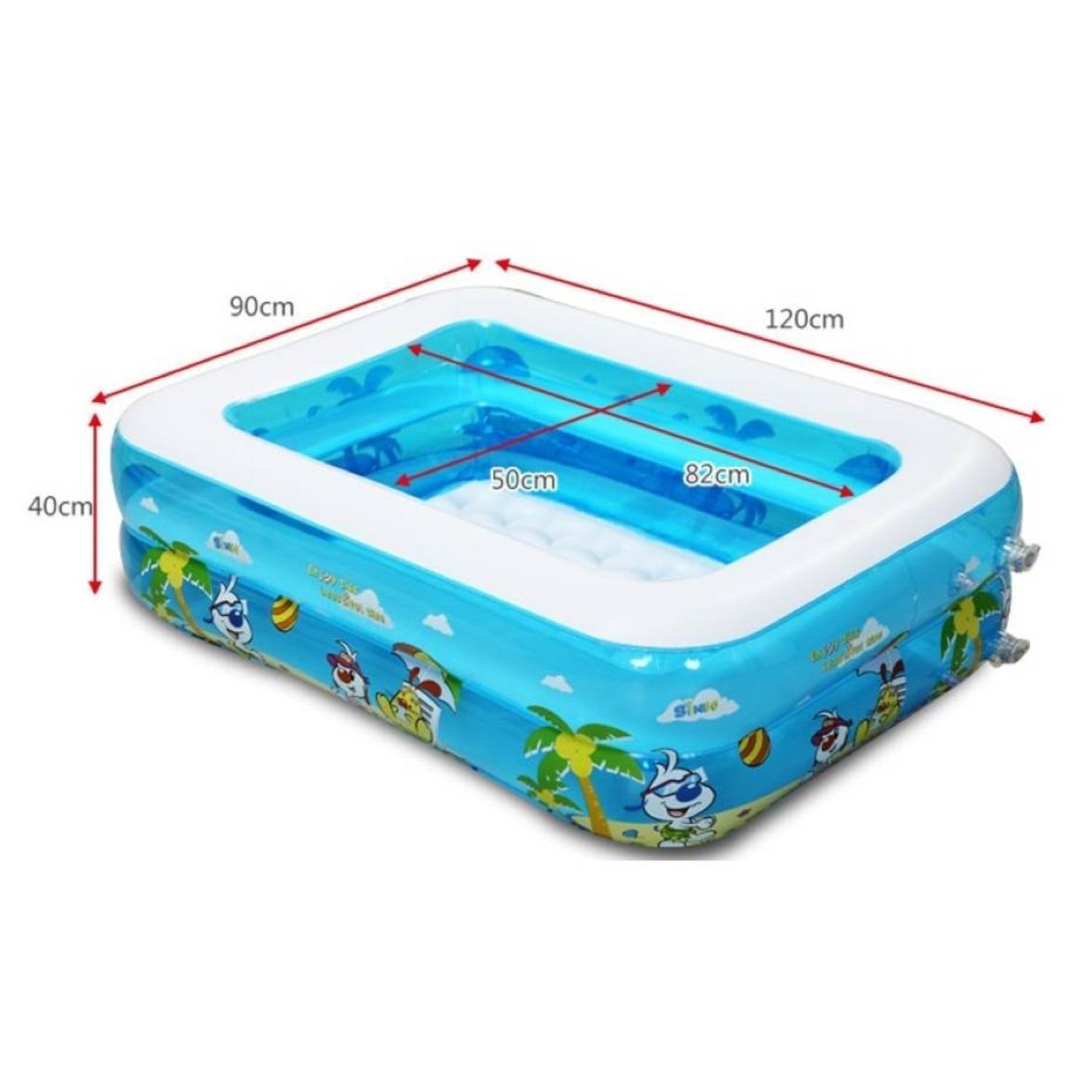 Piscina Inflable Rectangular 120x90x35cm Infantil Celeste-3