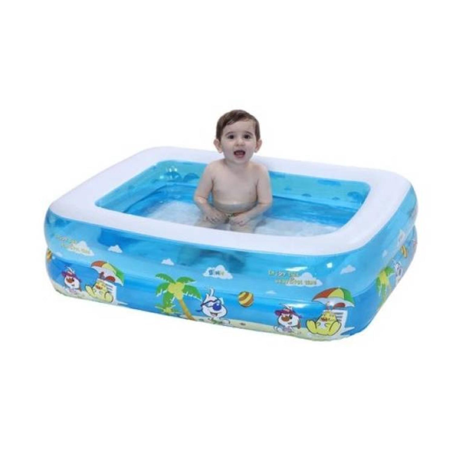 Piscina Inflable Rectangular 120x90x35cm Infantil Celeste-1