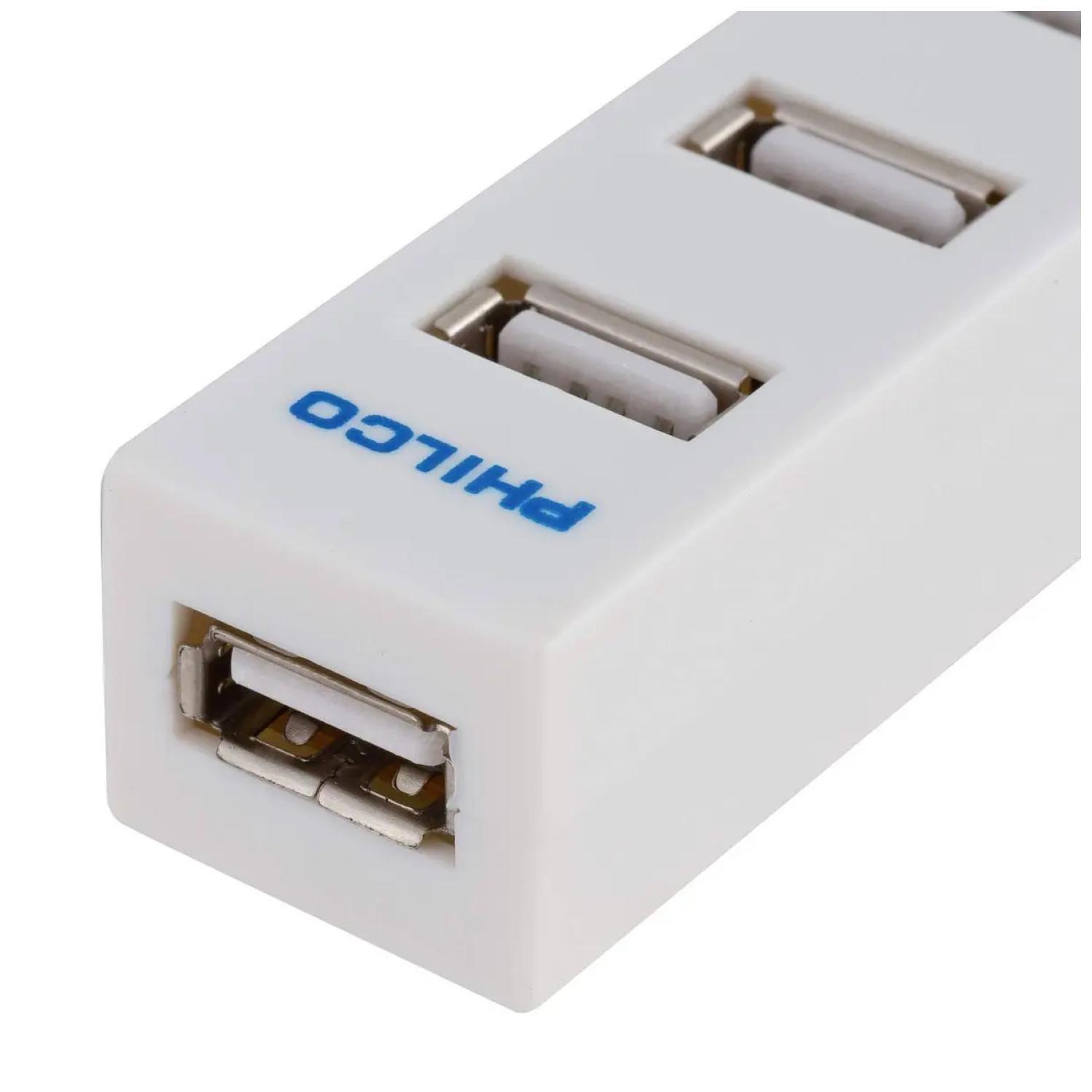 Mini HUB 2.0 4 Puertos USB Con Encendedor Blanco-2