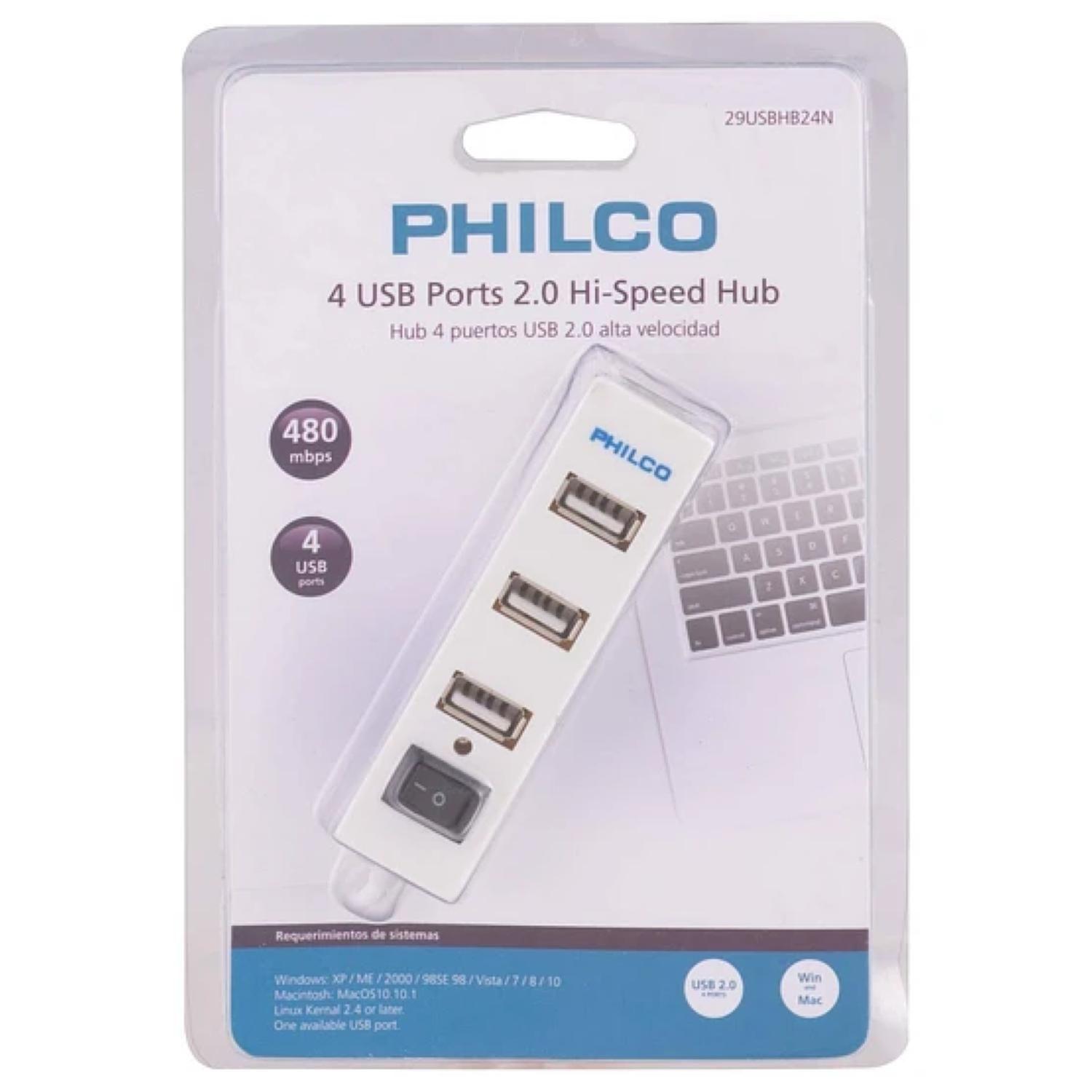 Mini HUB 2.0 4 Puertos USB Con Encendedor Blanco-3