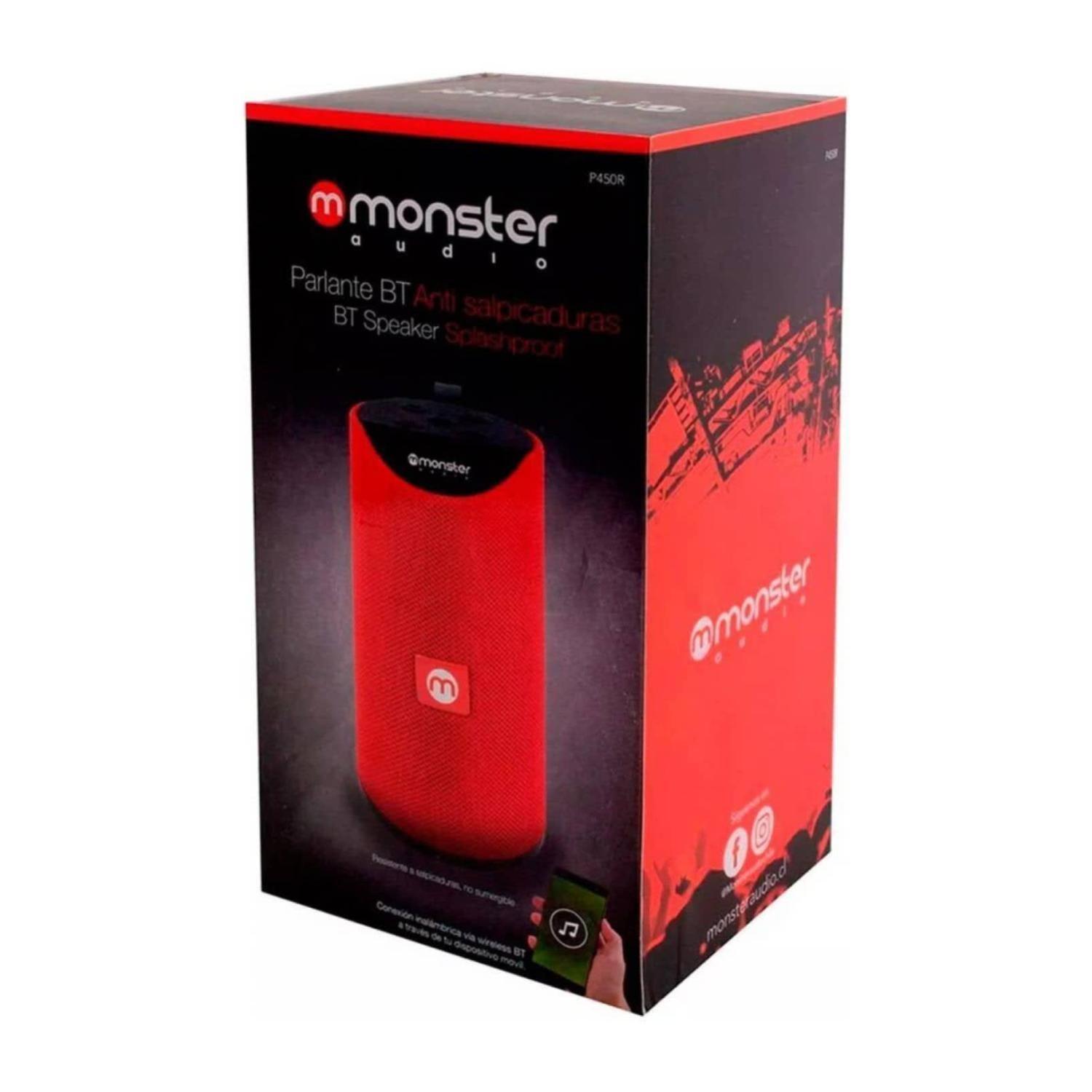 Parlante Inalambrico Bluetooth TWS AUX Micro SD Rojo Monster-2