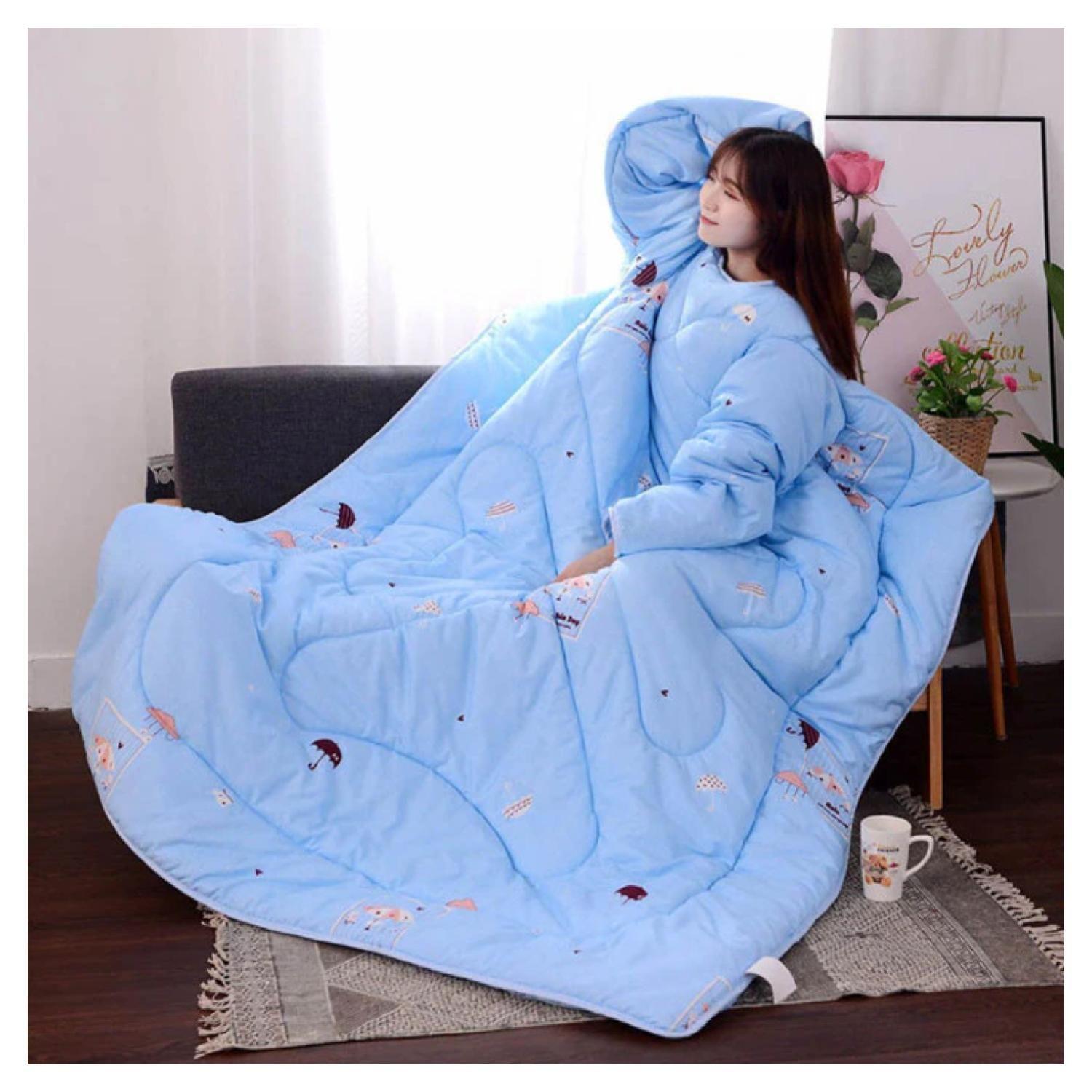 Frazada Manta Cobija Con Manga Convertible 3 En 1 Para Adultos Rosado-2