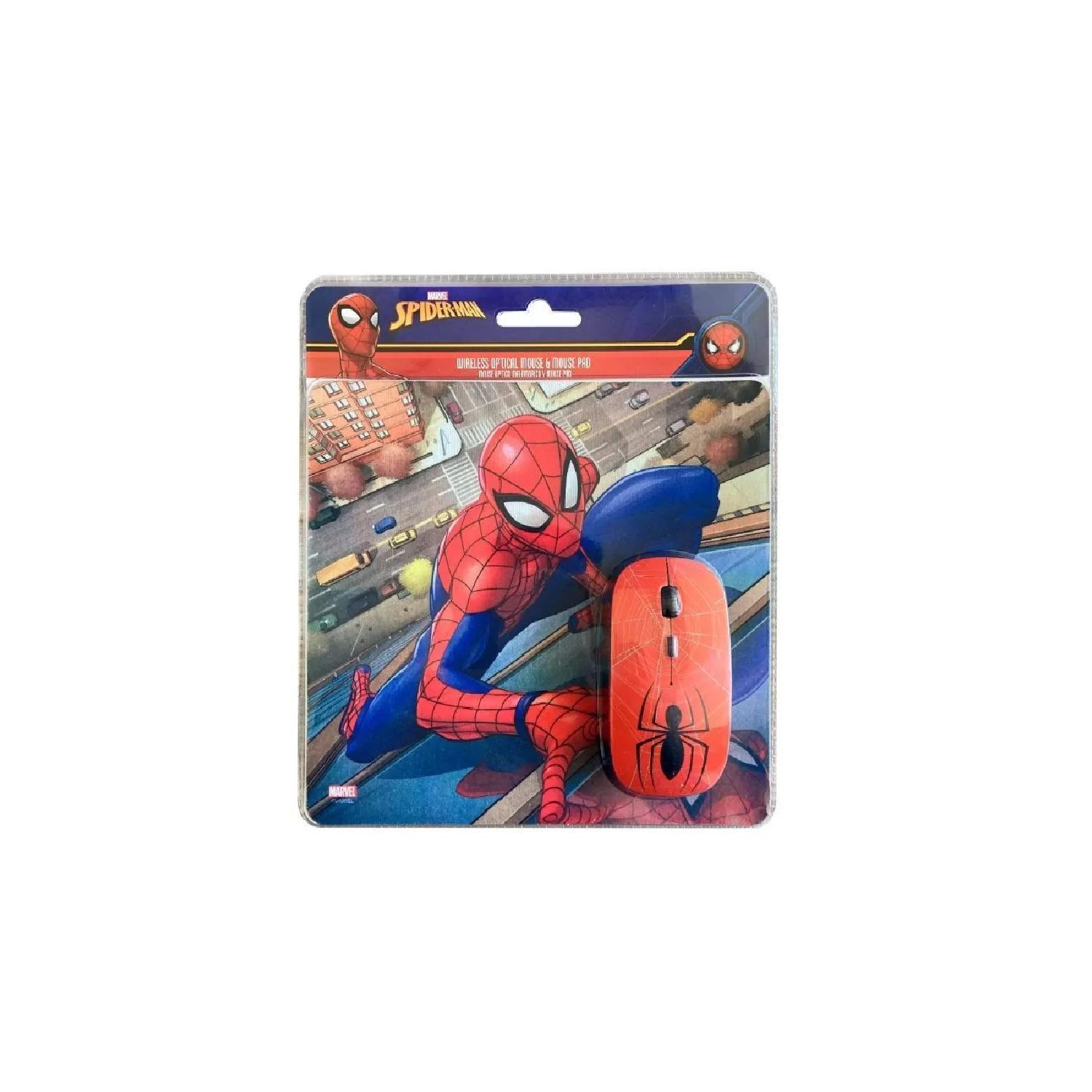 Kit Mouse Inalambrico USB 3B Rojo Y MousePad Spider Man-2
