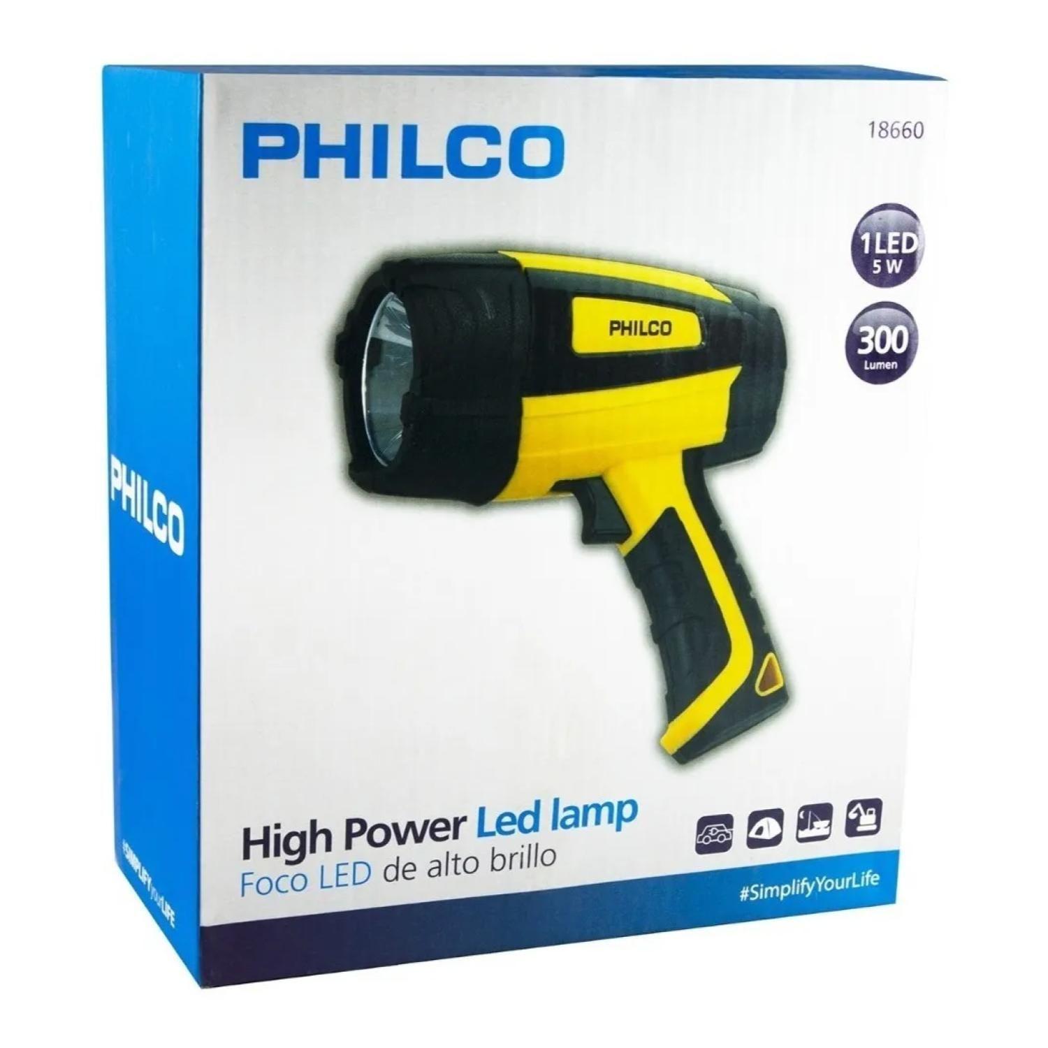 Foco Linterna 1LED Hig Power 300lm Recargable Amarillo Philco-3