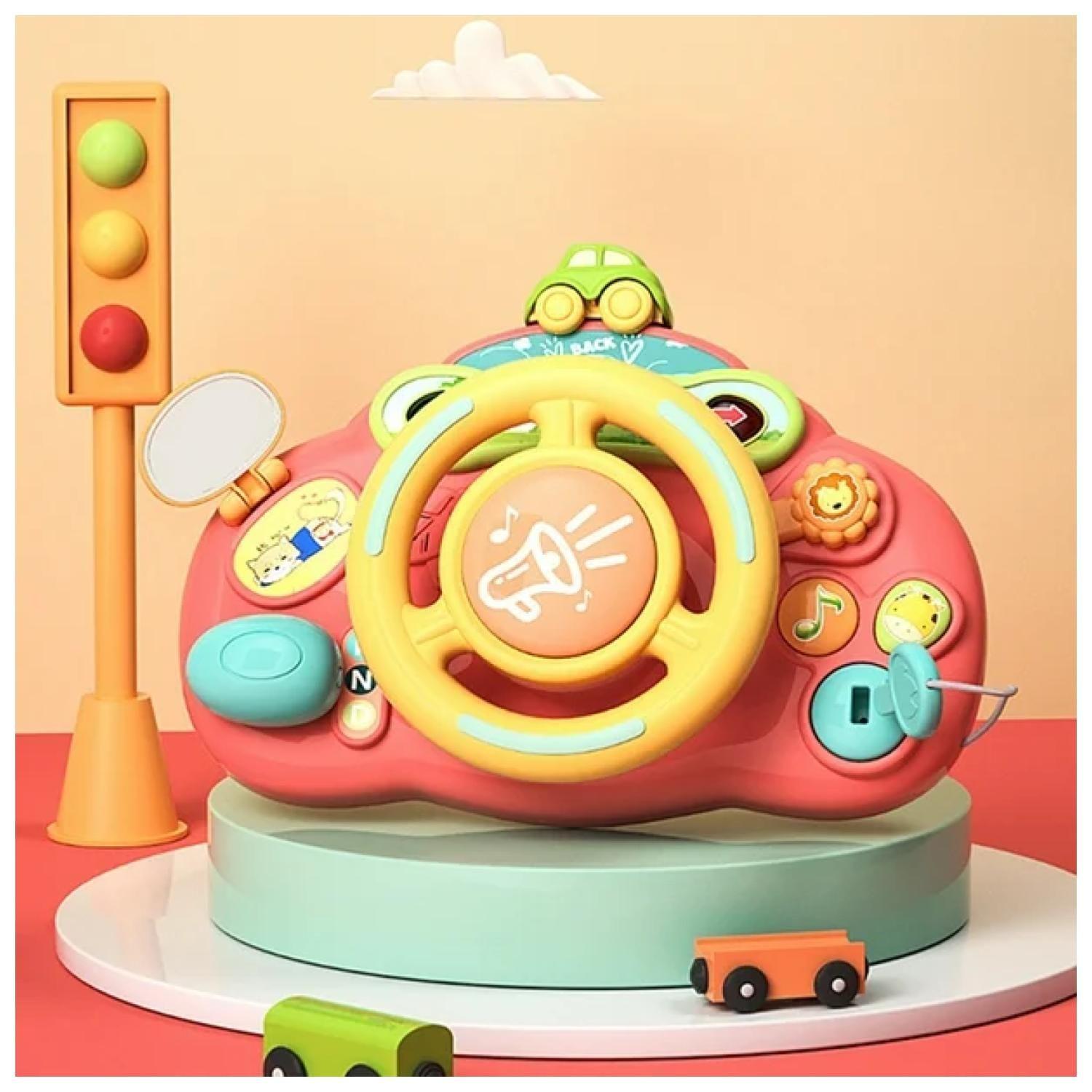 Juguete Simulador Volante Interactivo Sonido Rosa Infantil-3