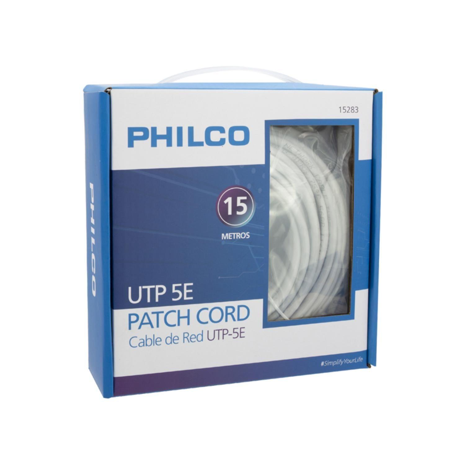 Cable De Red UTP-5E Conectores RJ45 15Mts Blanco Philco-2