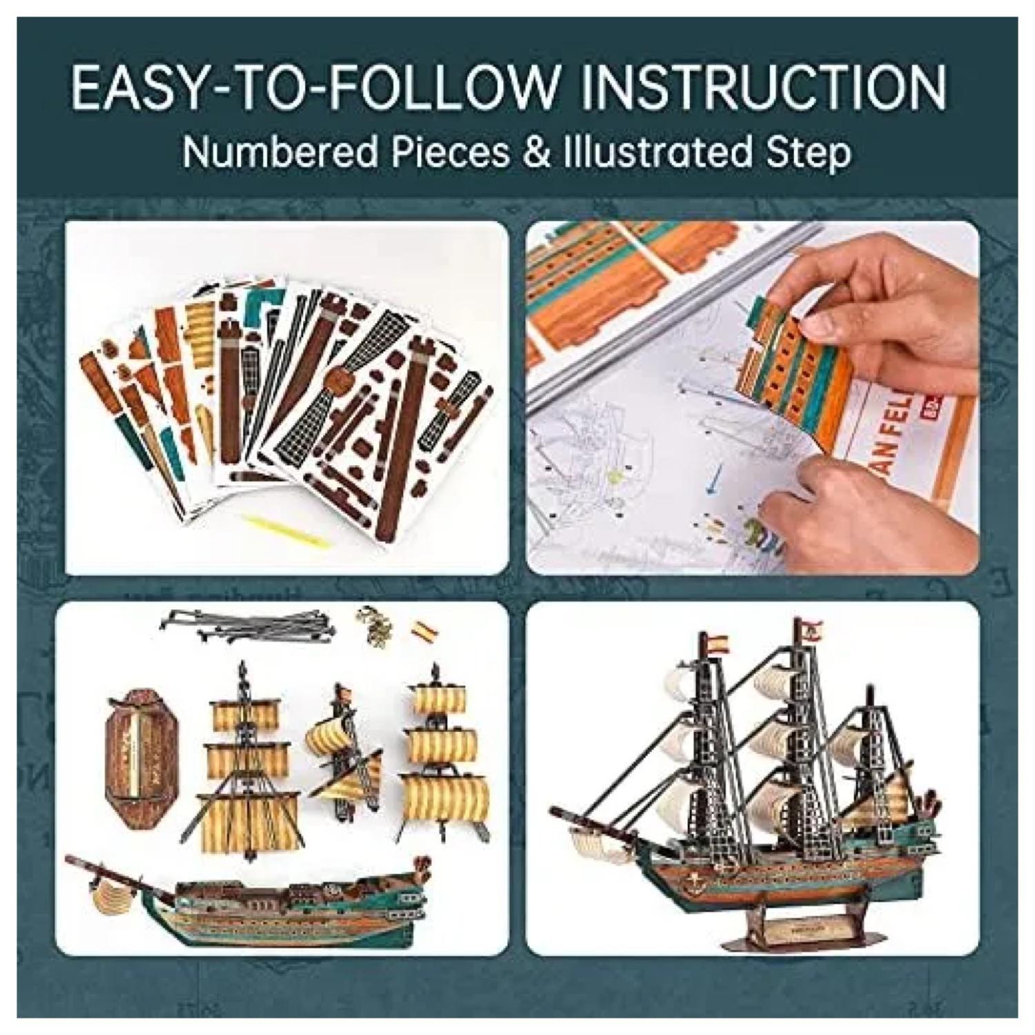 Juguete Rompecabezas 3D Barco Español San Felipe 146 Piezas-3