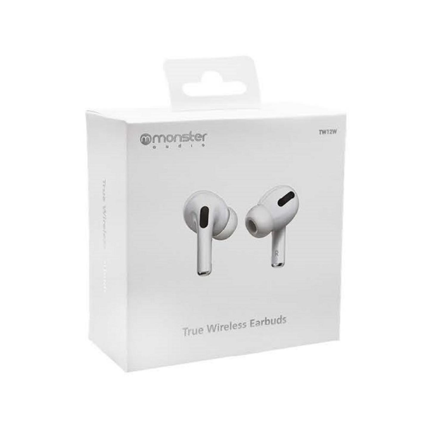 Audifonos Inalambricos Bluetooth TW12 Carga Inalambrica Blancos Monster-4