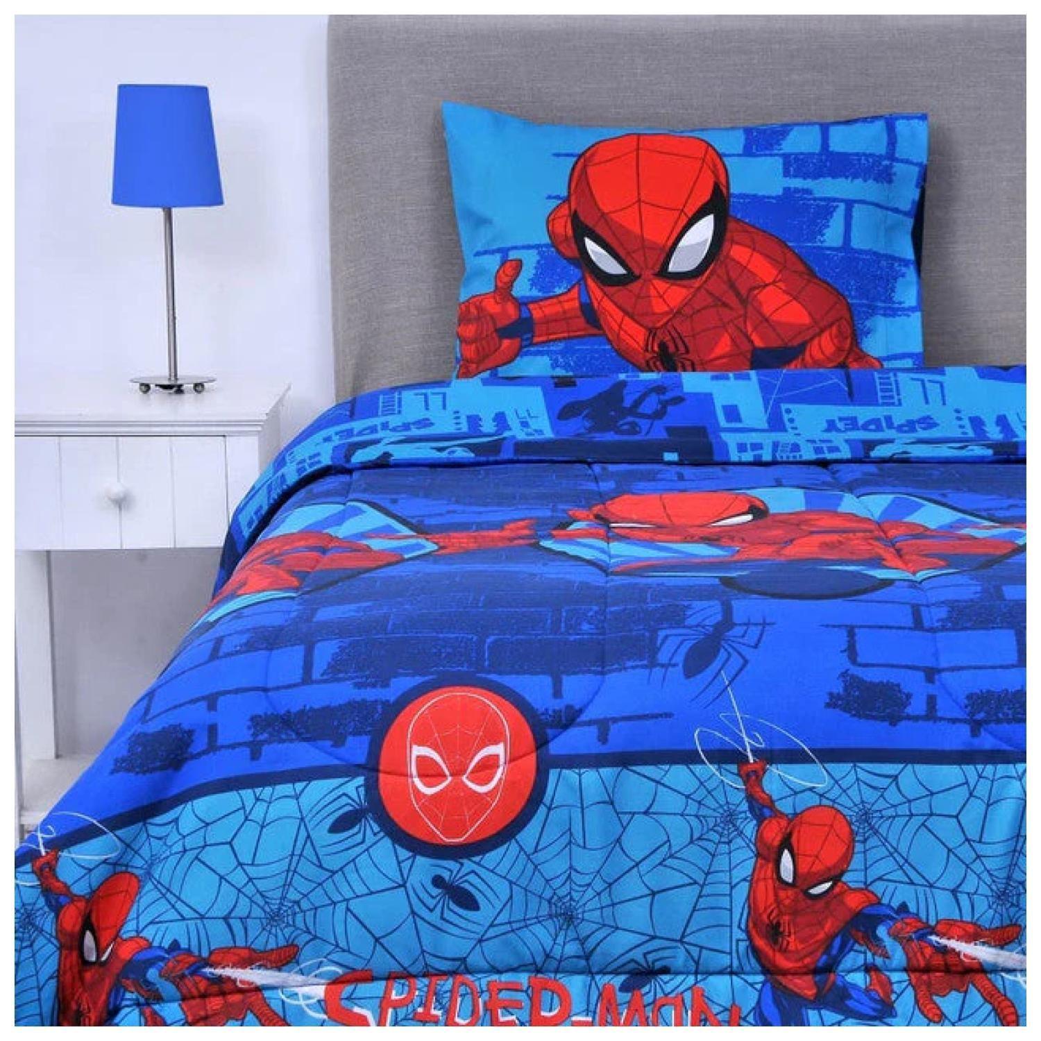 Plumon 1.5 Plazas Infantil Spiderman Ciudad Mashini-1
