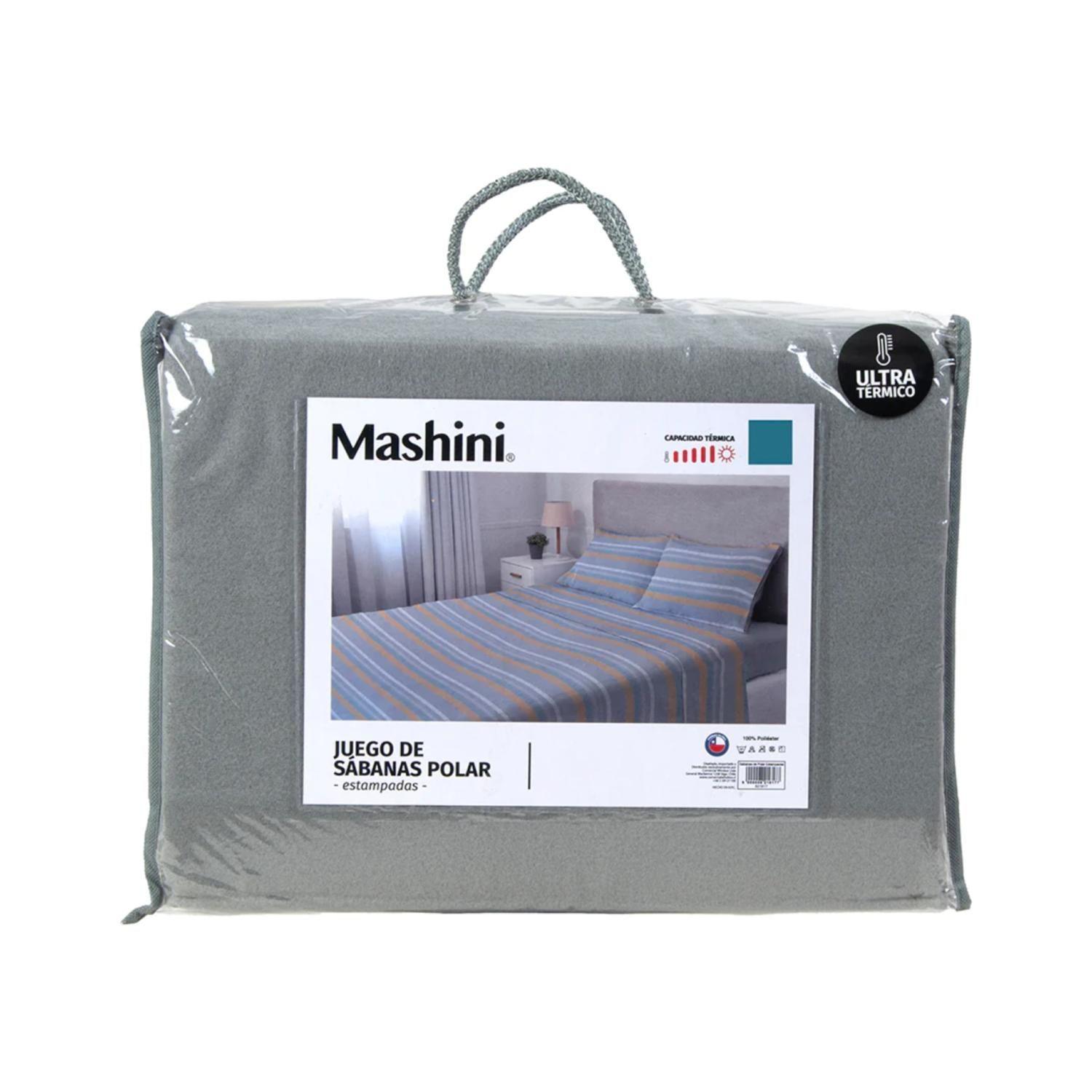 Juego De Sabanas De Polar 2 Plazas 240x210cm Gris Estampado Mashini-0