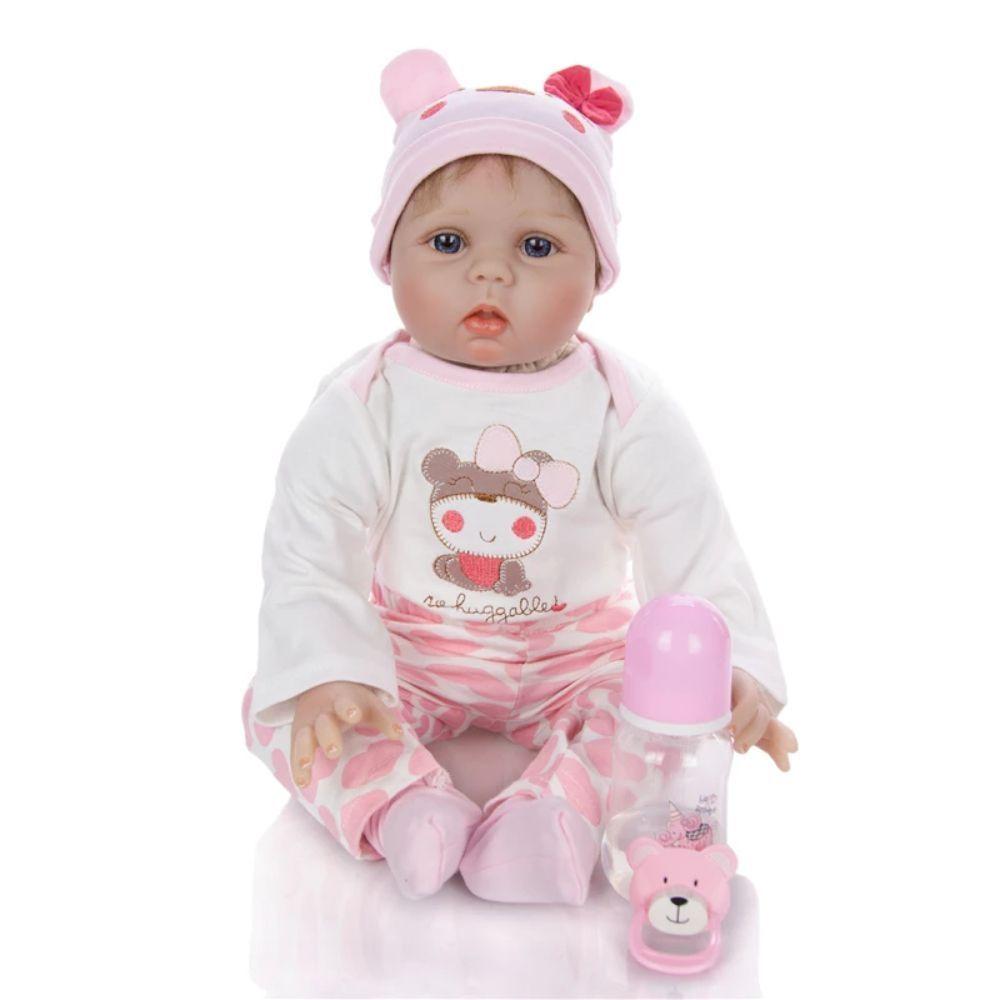 Juguete Muñeca Bebe Reborn 55cm Realista Rosado Infantil-1