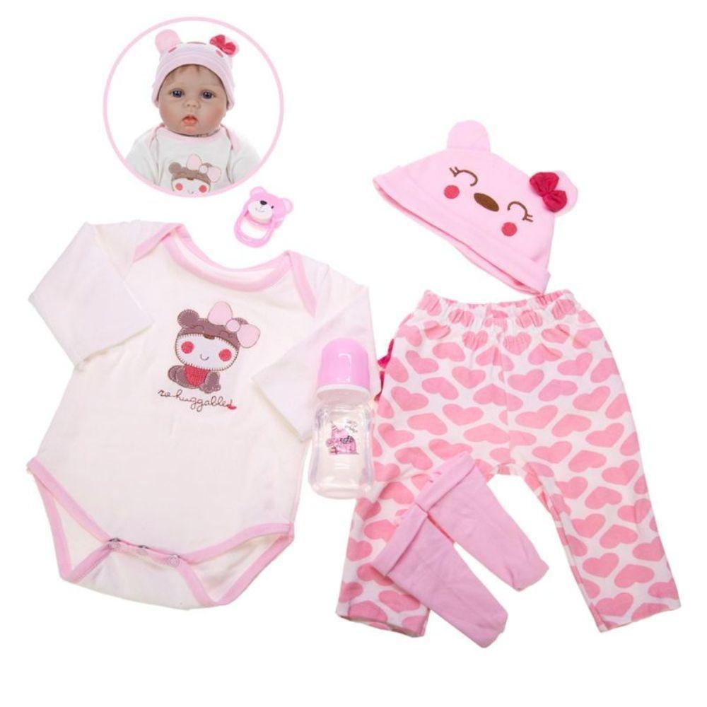 Juguete Muñeca Bebe Reborn 55cm Realista Rosado Infantil-2