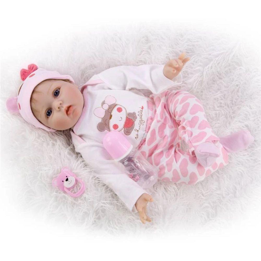 Juguete Muñeca Bebe Reborn 55cm Realista Rosado Infantil-3