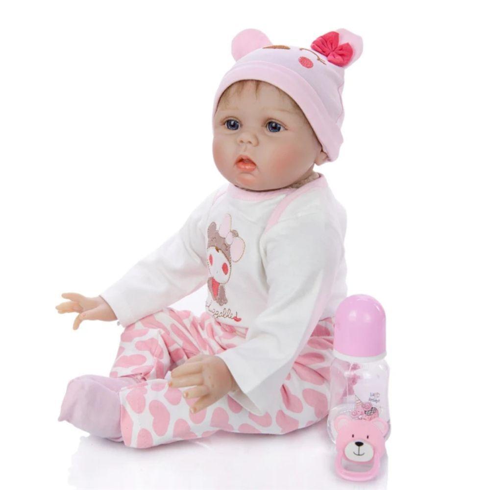 Juguete Muñeca Bebe Reborn 55cm Realista Rosado Infantil-5