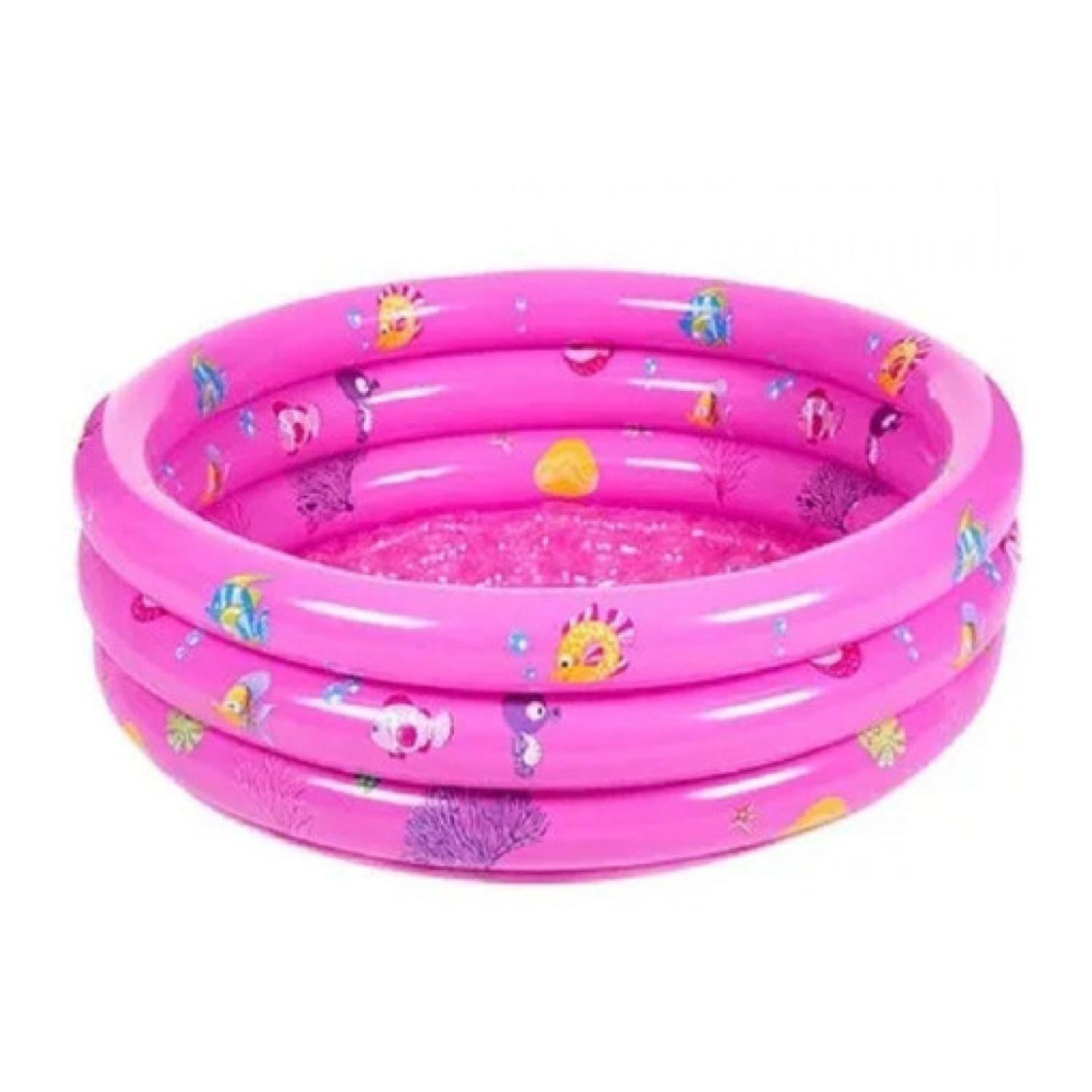 Piscina Inflable Redonda 90x30cm Infantil Rosado-0
