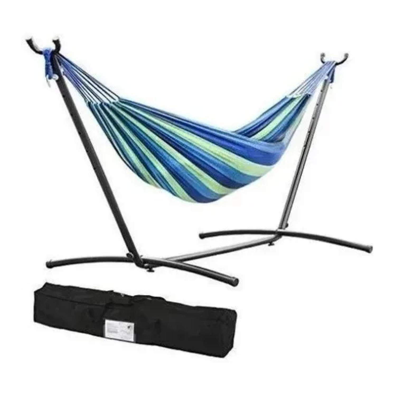 Hamaca 2 Plazas Consoporte Interior O Exterior Con Estuche-2