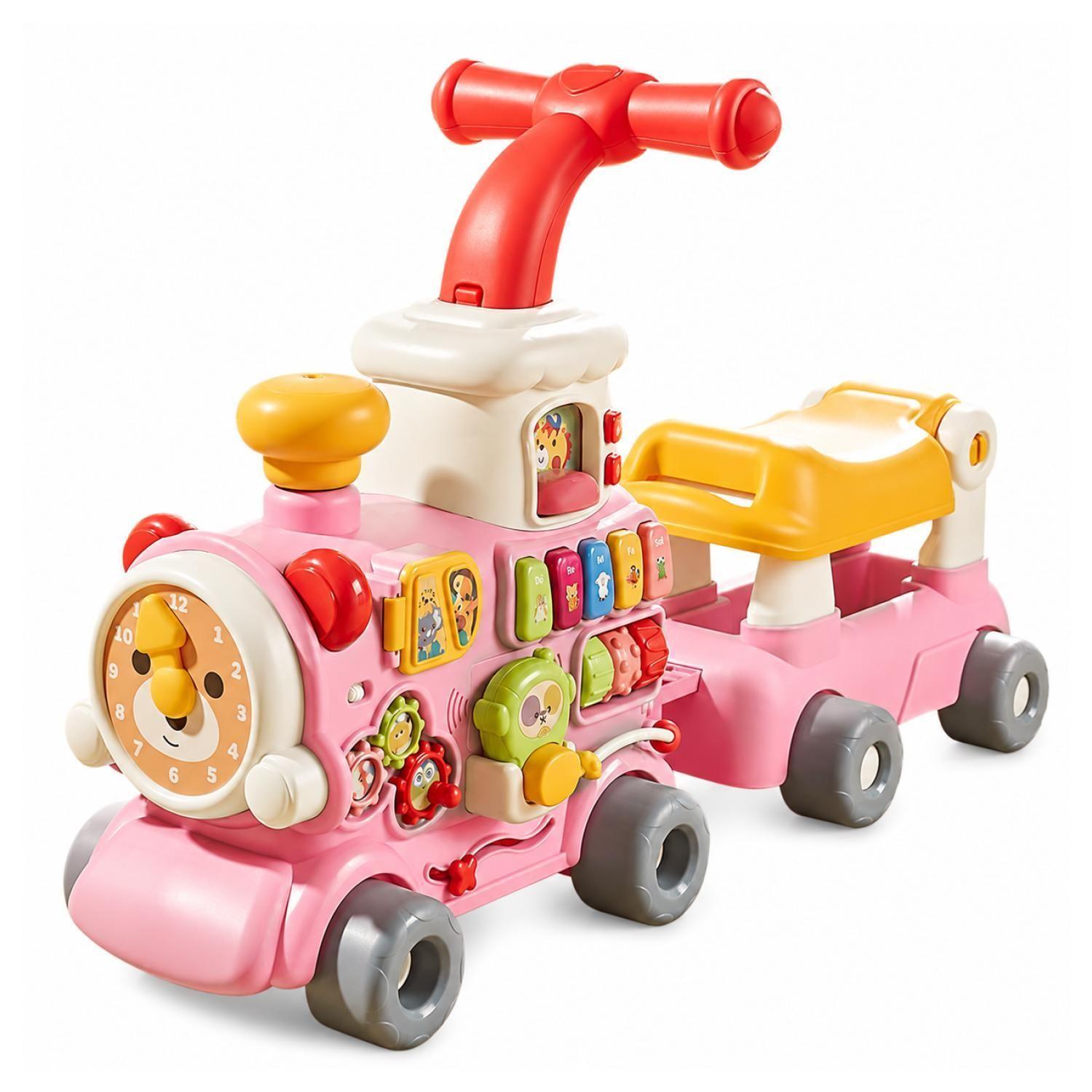 Juguete Tren Caminador 5 En 1 Didactico Con Sonidos Rosado Infantil-0