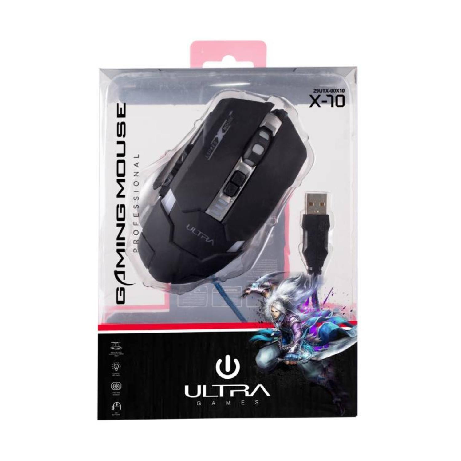 Mouse Gamer USB 6B 1800DPI Iluminado Negro X10 Ultra-3