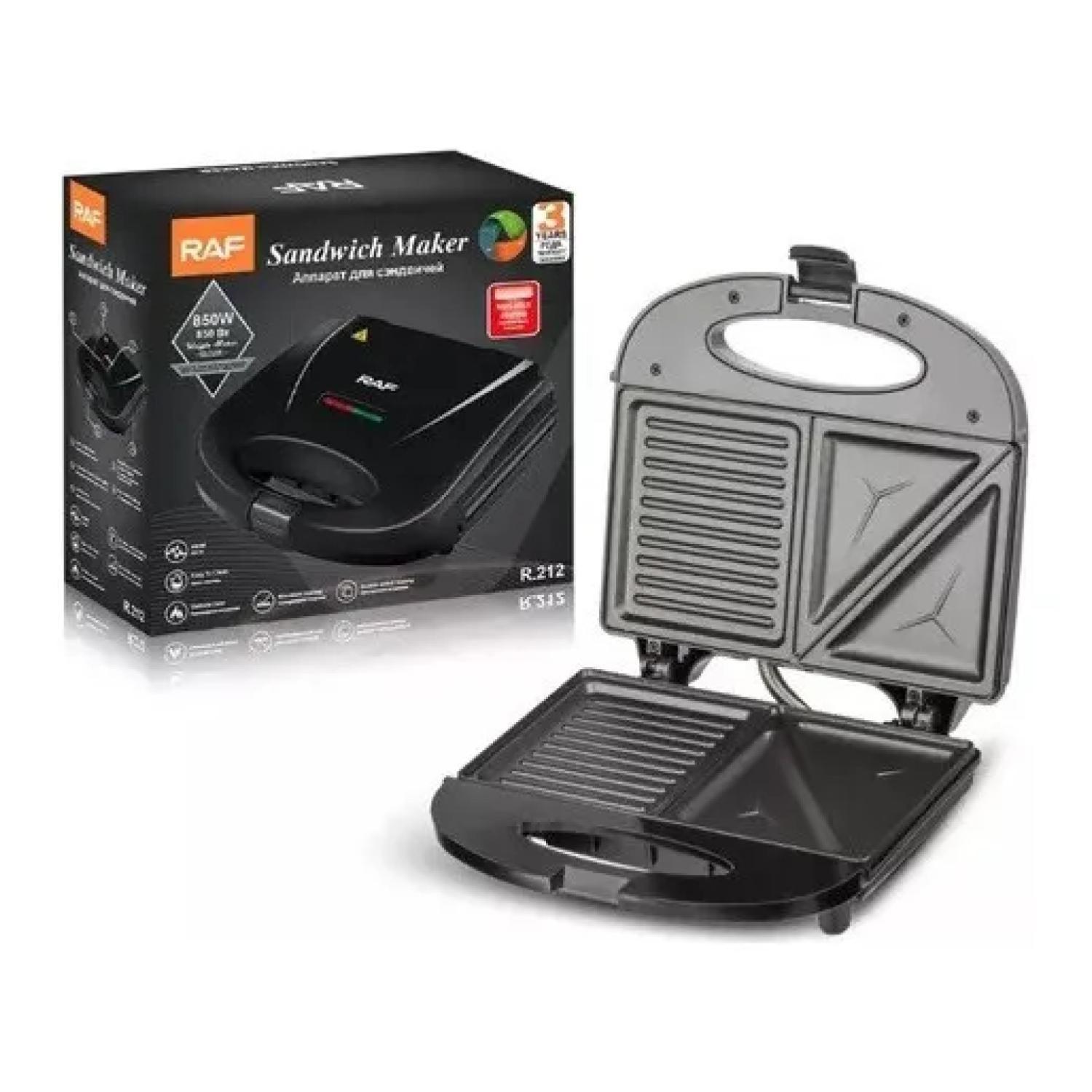 Sandwichera Electrica 850W 2 Panes Negro R212 RAF-2