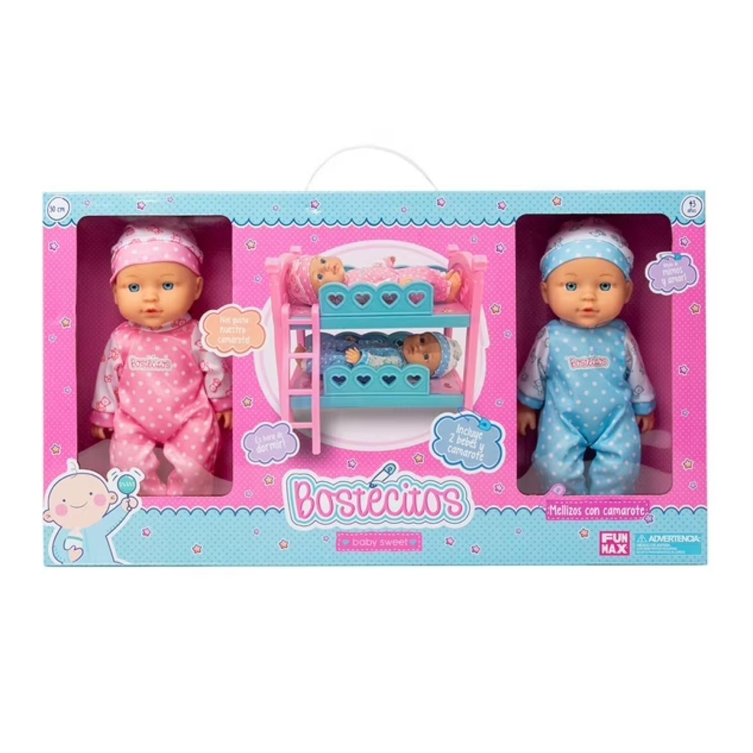 Juguete Pack 2 Muñecas Bostecitos Camarote Mellizas Infantil-2