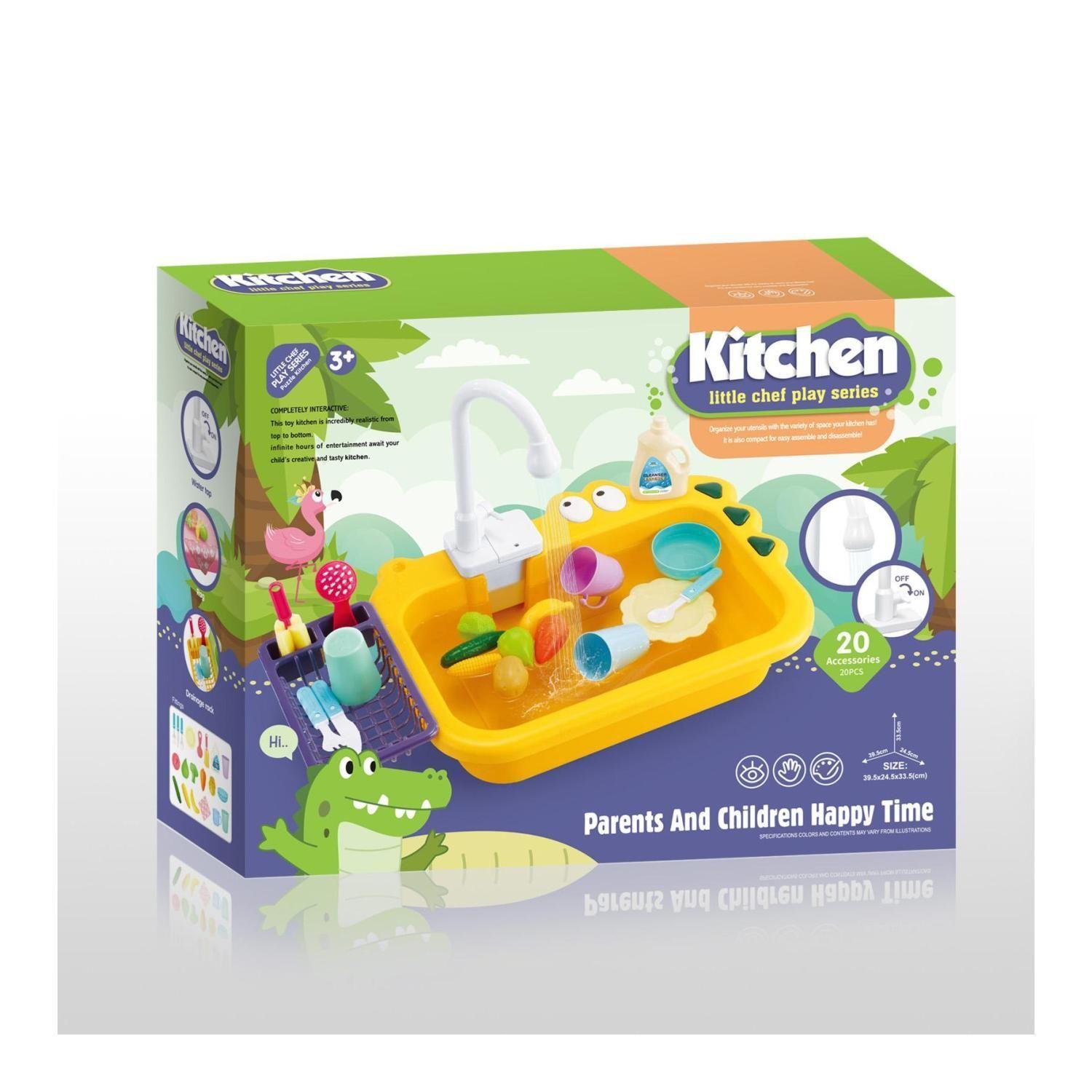 Juguete Lavavajillas 20Pzas Interactivo Accsorios Amarillo Infantil-5