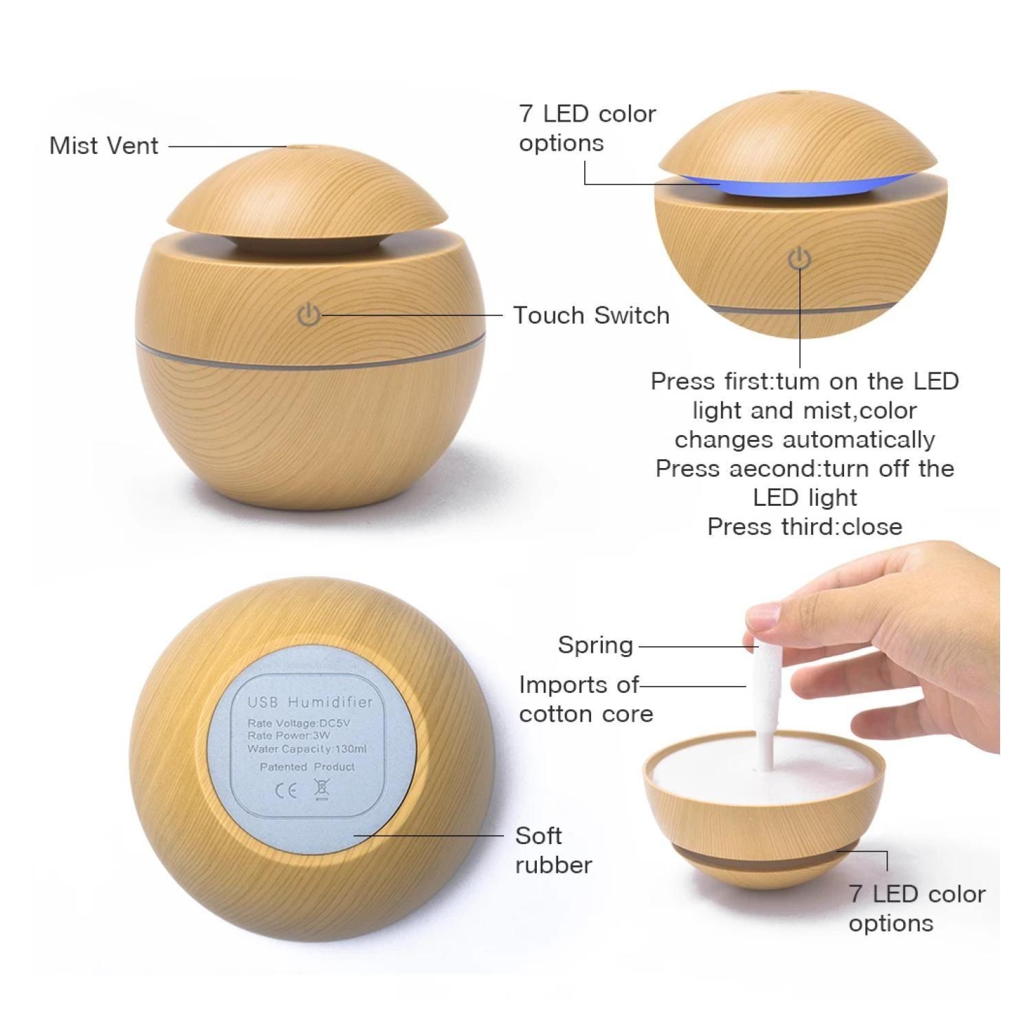 Mini Humidificador Difusor De Aromas LED 130ml-2