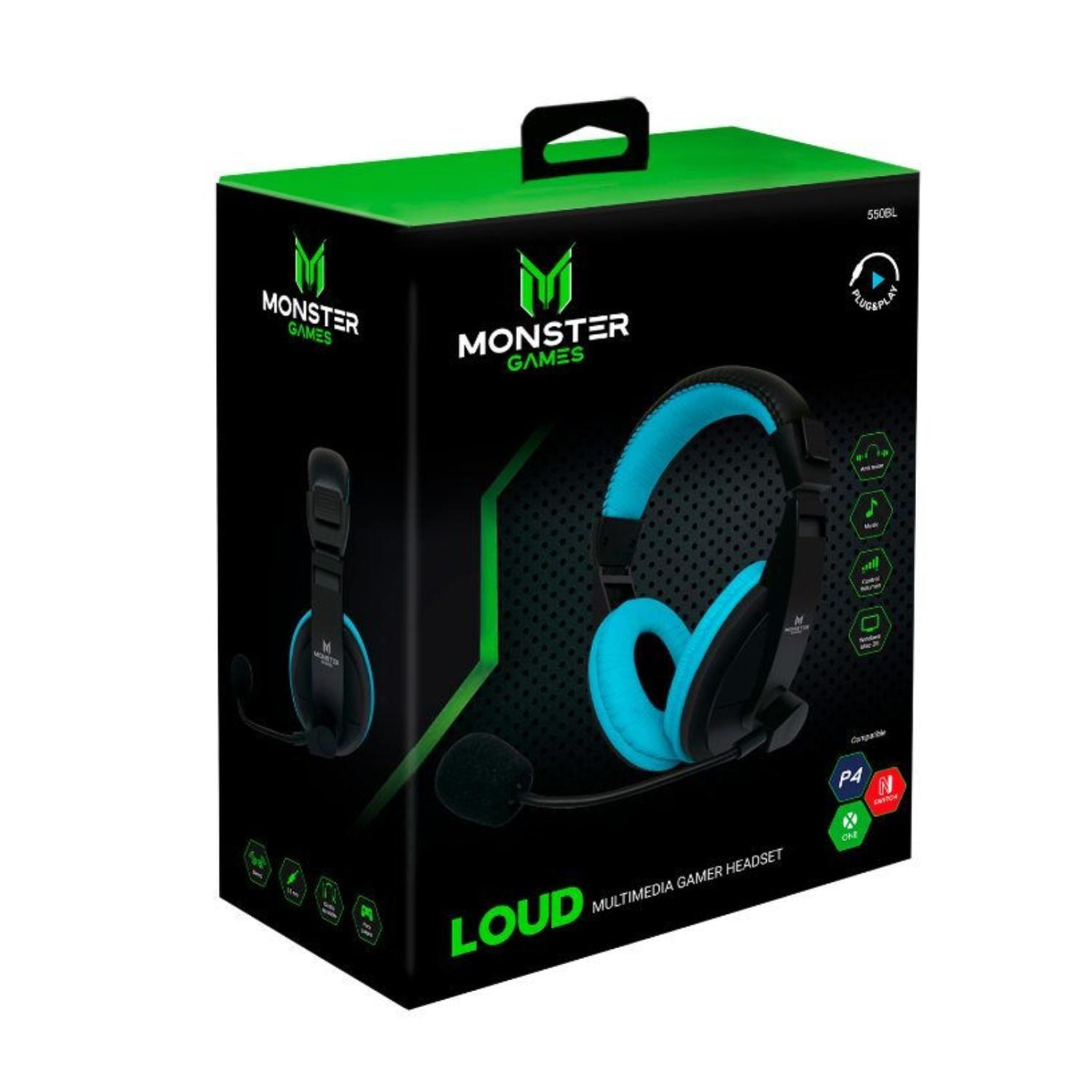 Audifono Gamer Jack 3.5 Negro Azul Loud Monster Games-3