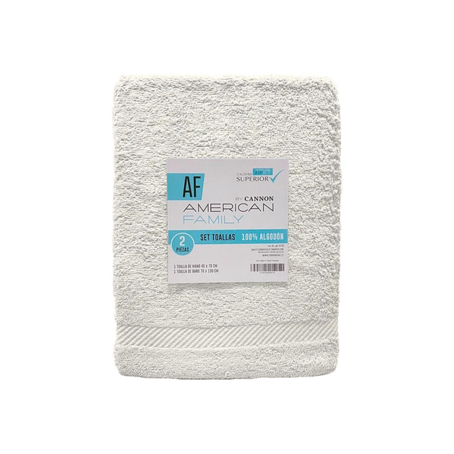Set 2 Toallas Baño 70x130 Manos 45x70 Blanco American Family Cannon-1