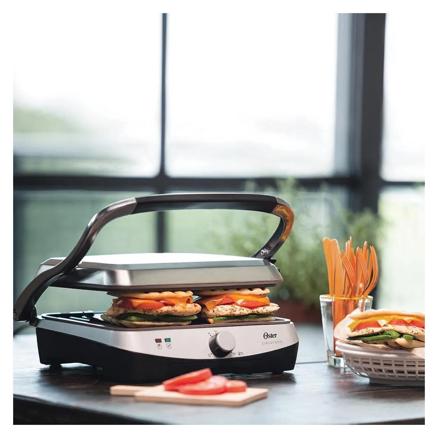 Plancha Panini Tostador 1400W Acero Inoxidable Oster-2