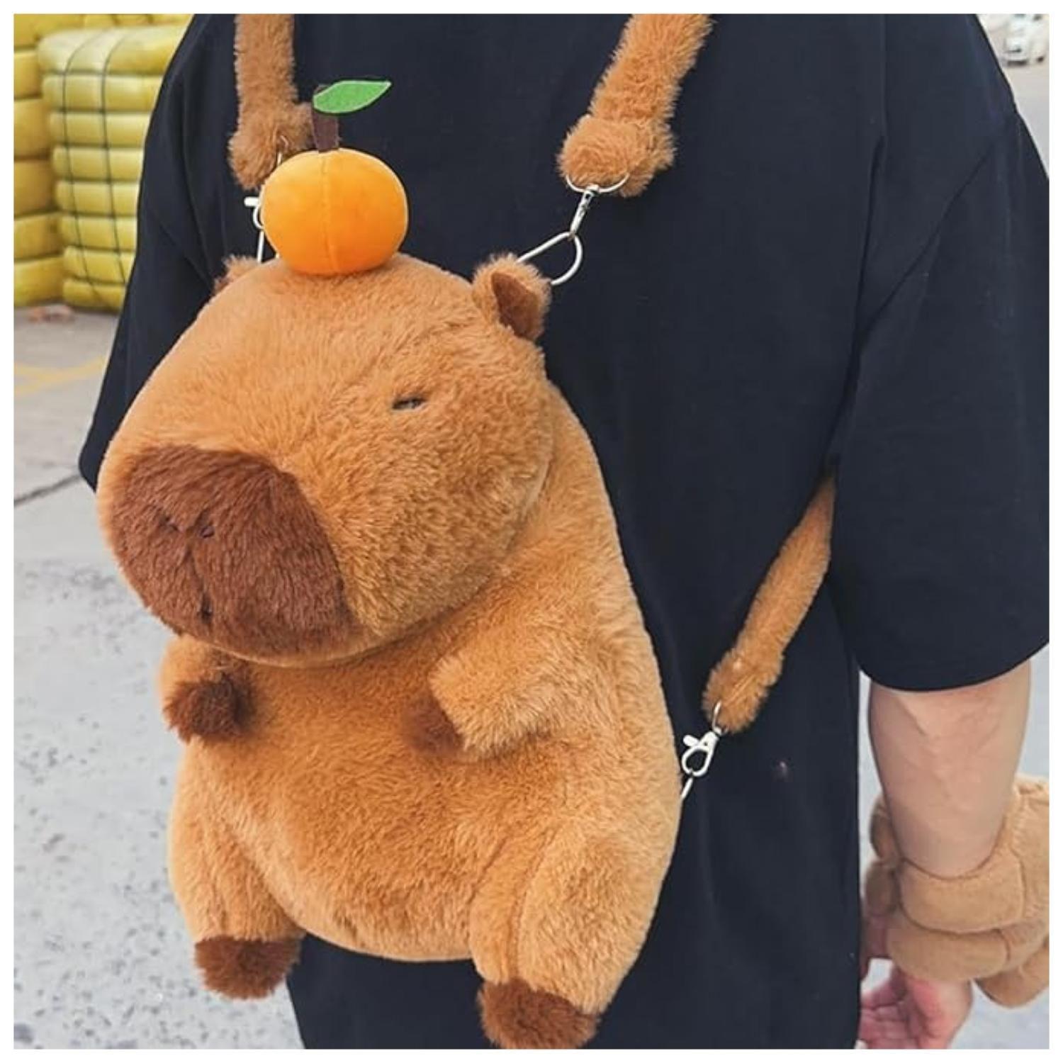 Mochila Bolso De Capibara 35cm Con Fruta Cute Infantil-2