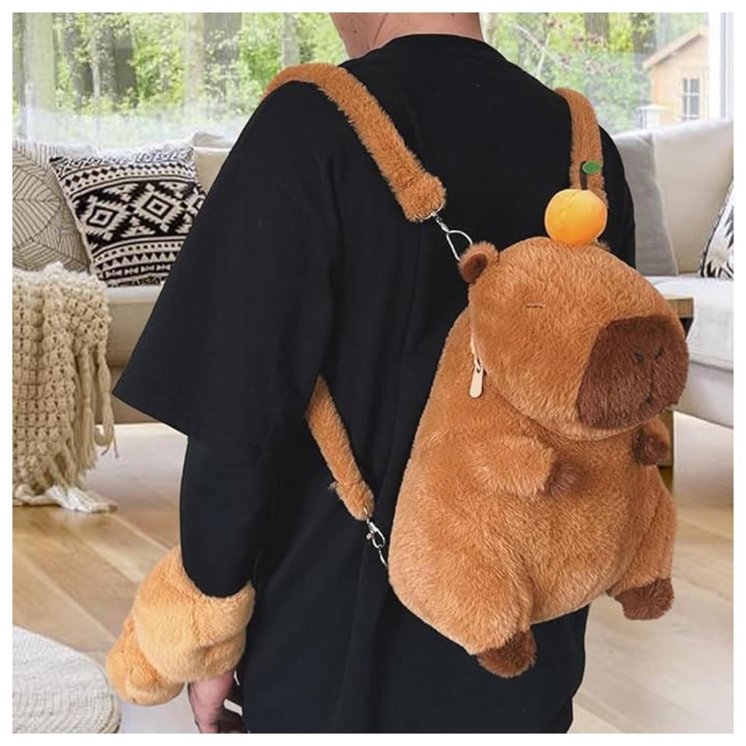 Mochila Bolso De Capibara 35cm Con Fruta Cute Infantil-4