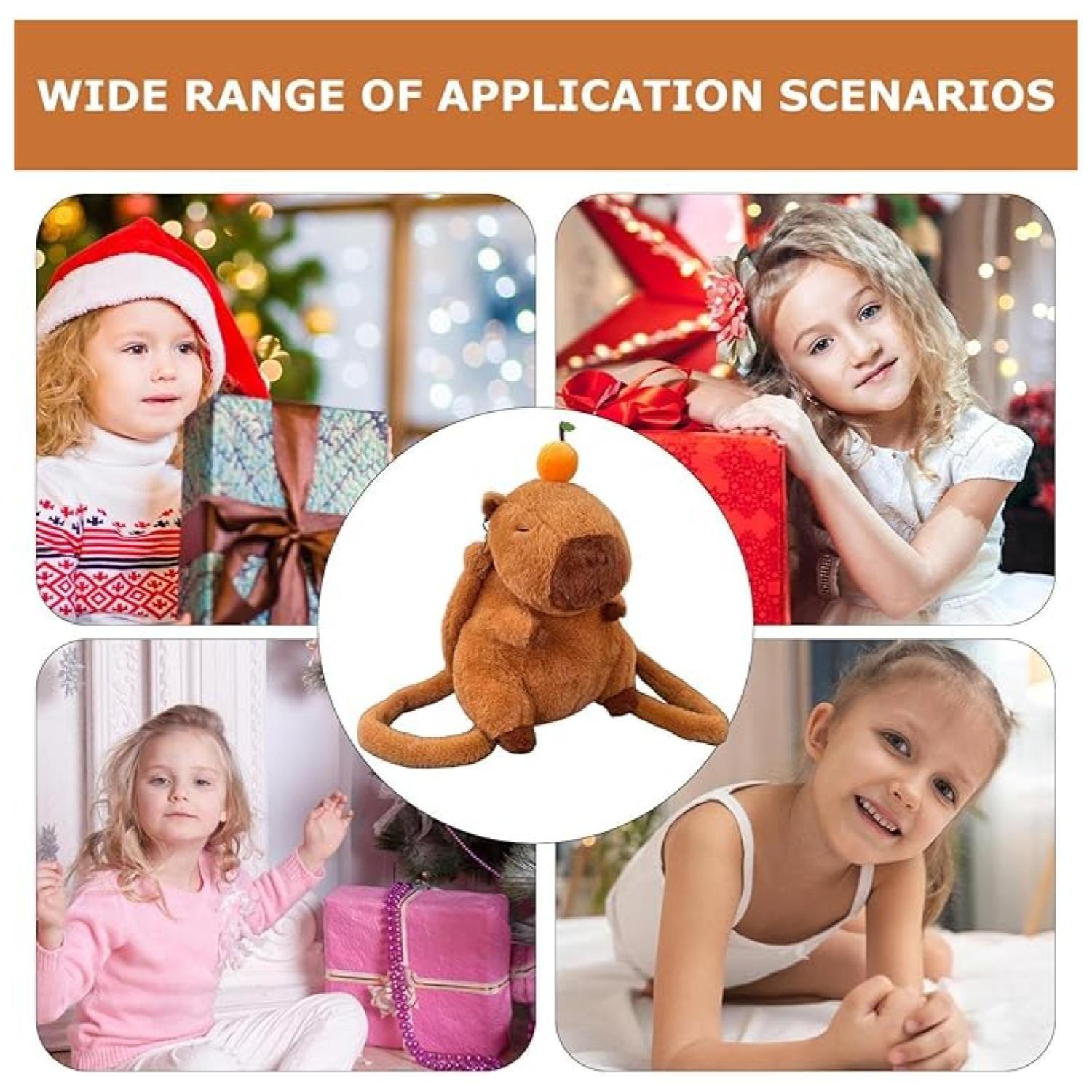 Mochila Bolso De Capibara 35cm Con Fruta Cute Infantil-6