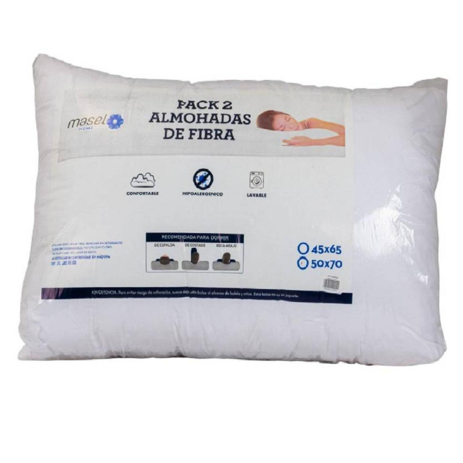 Pack 2 Almohadas 50x70cm Fibra Hipoalergenica Masel-0