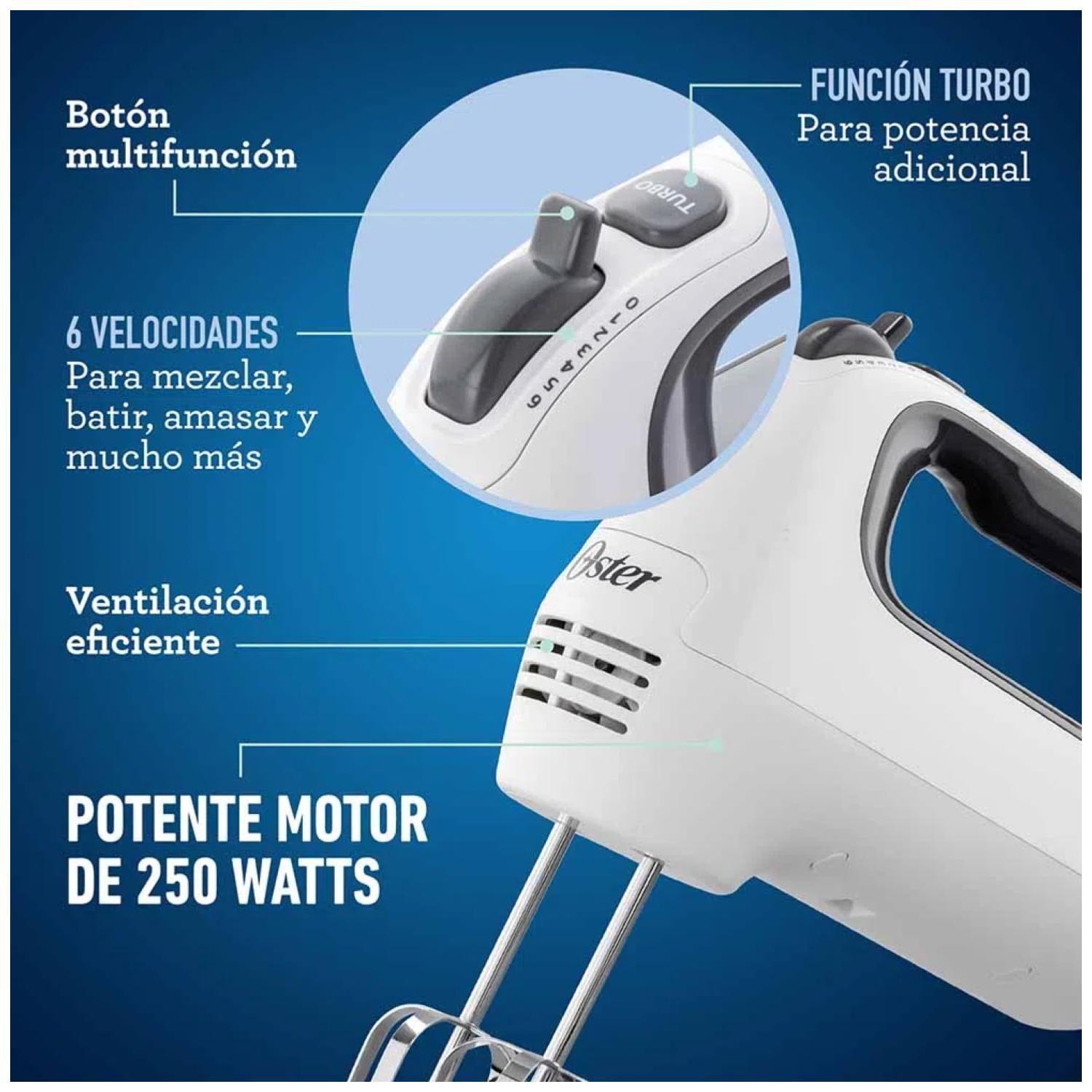 Batidora Electrica De Mano 6V Con Turbo Blanco Oster-4