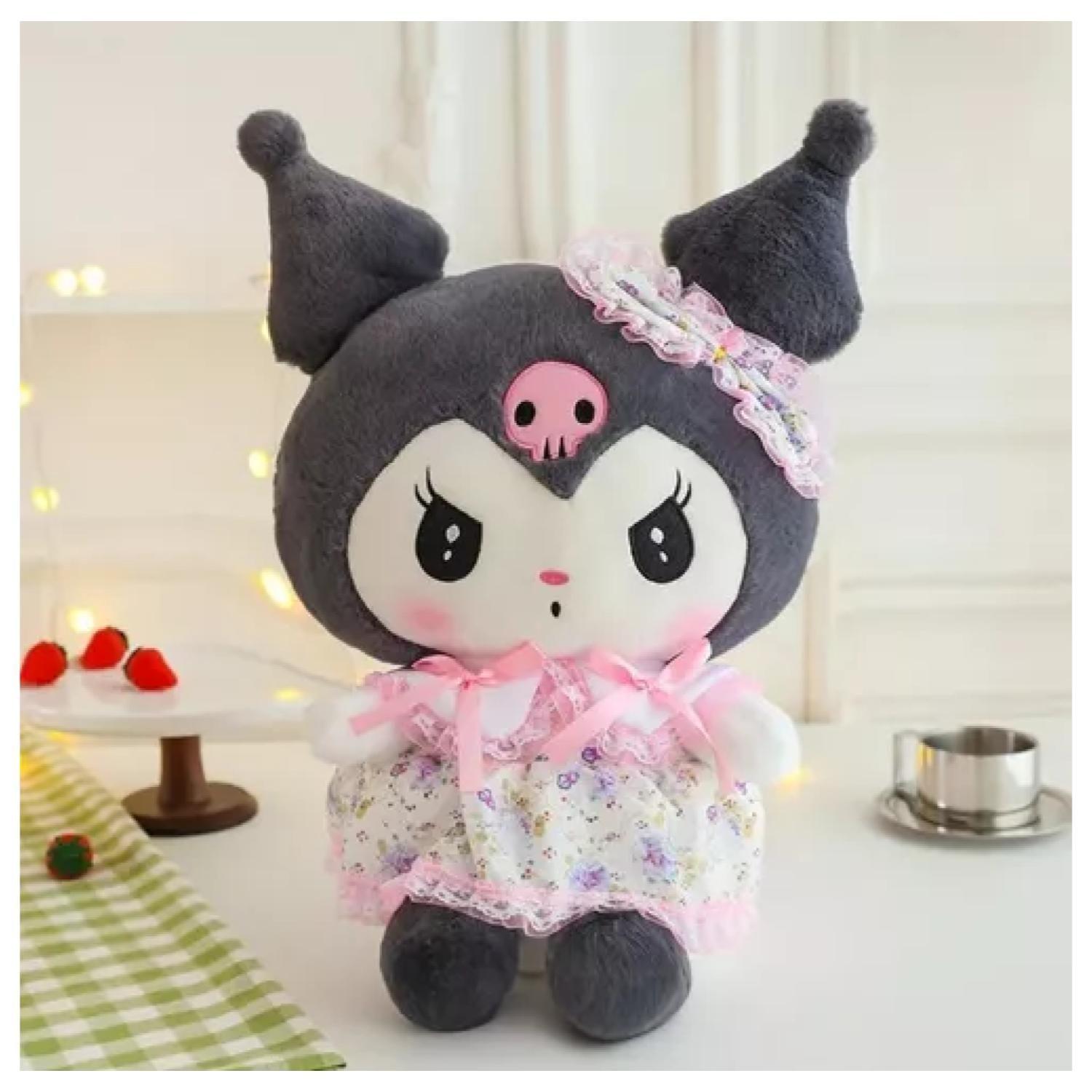Juguete Peluche Kuromi Sanrio 55cm Vestido Rosado Infantil-1