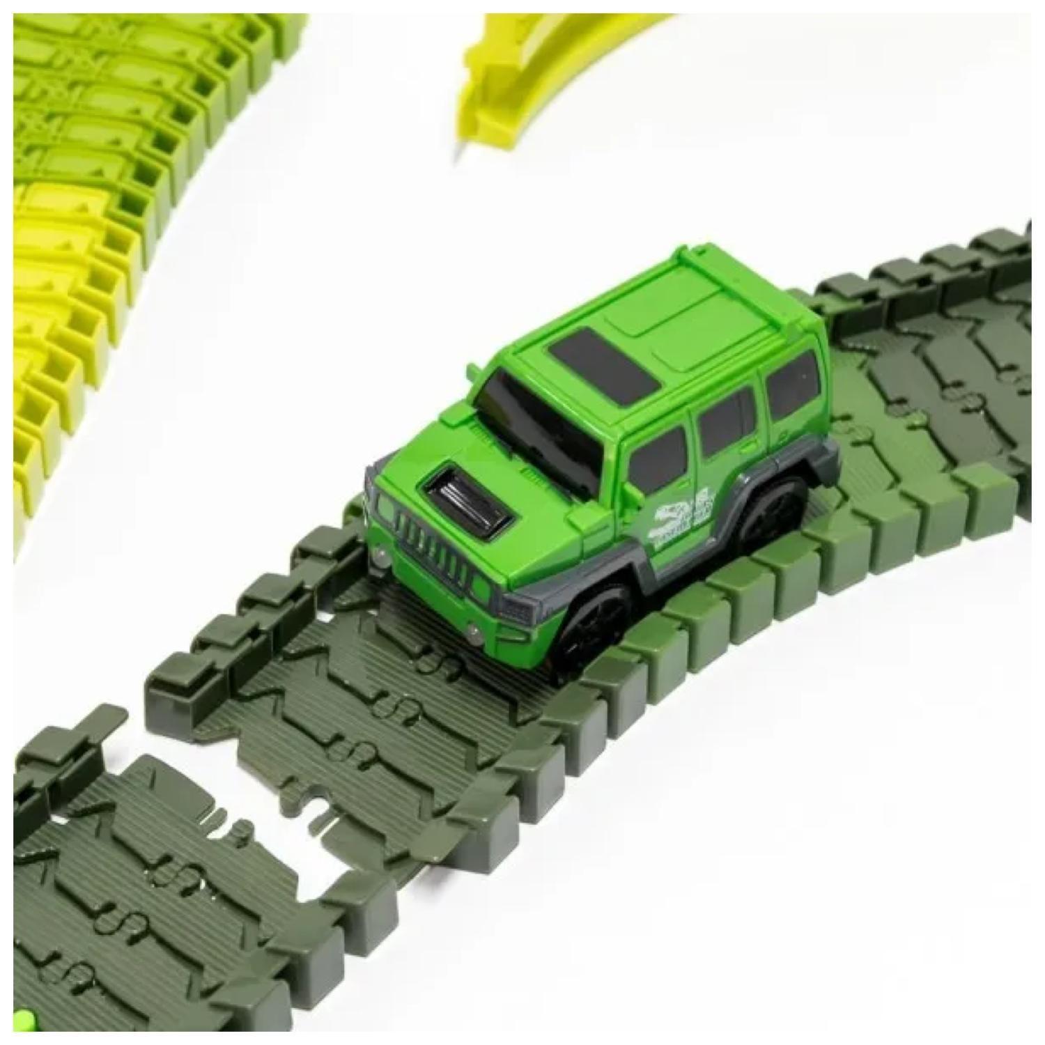 Juguete Pista De Auto Armable Con Dinosaurios Verde Infantil-2