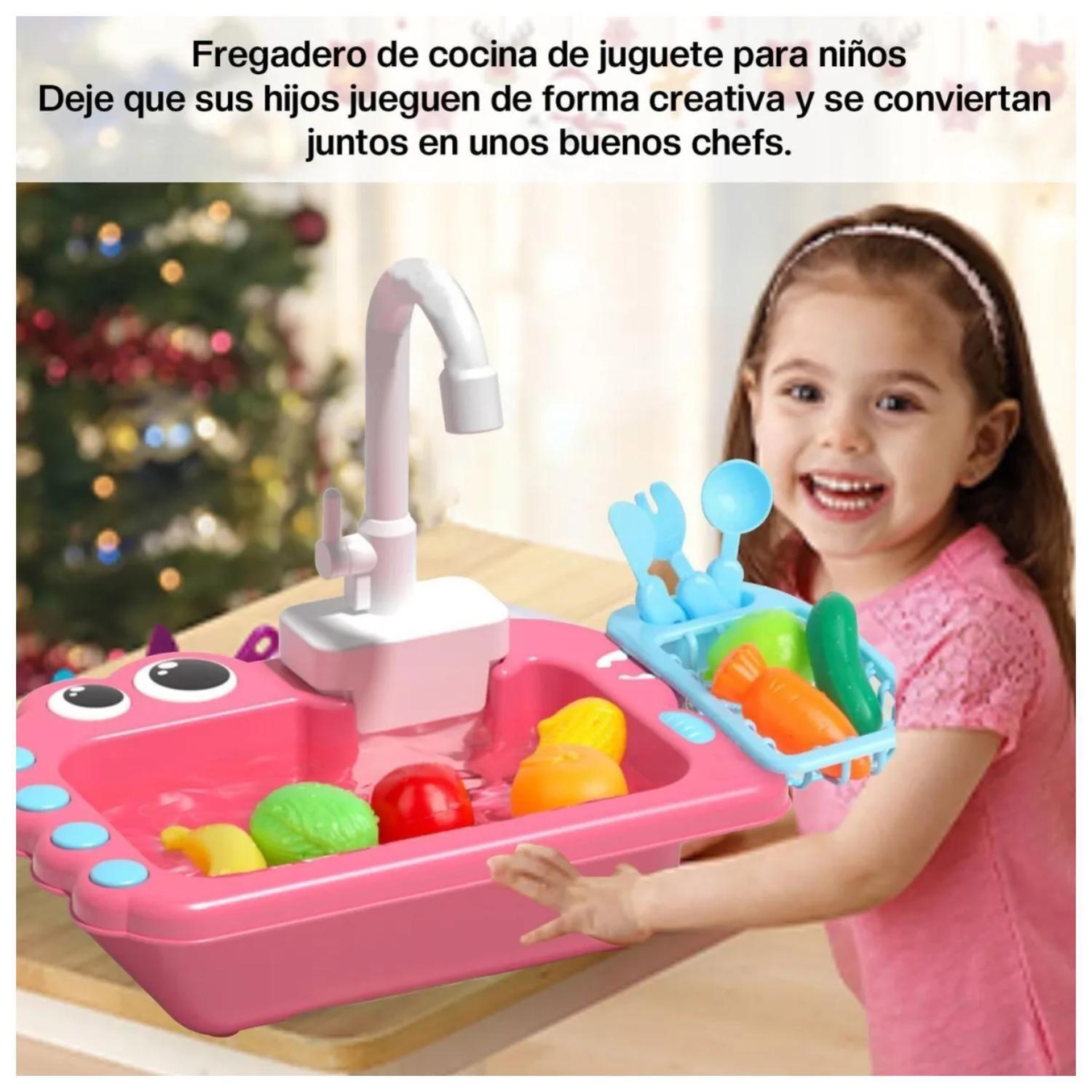 Juguete Fregadero Lavavajillas Con Accesorios Rosado Infantil-3