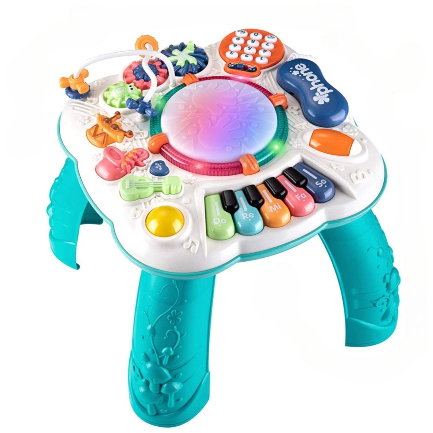 Juguete Mesa De Juegos Didactica Con Sonidos Azul Infantil-0