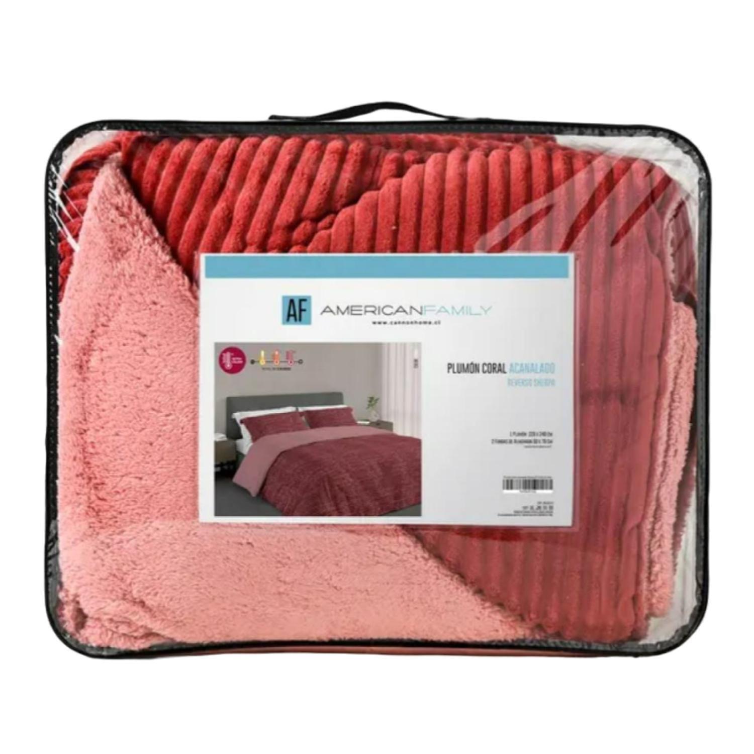 Plumon Sherpa Matrimonial 2 Plazas Coral American Family-0