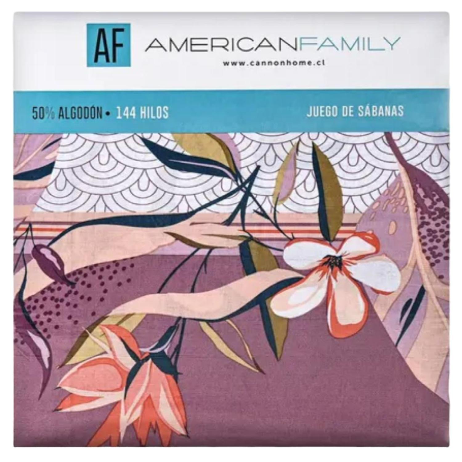Juego Sabanas 2.5 Plazas King 144 Hilos Kendari American Family Cannon-0