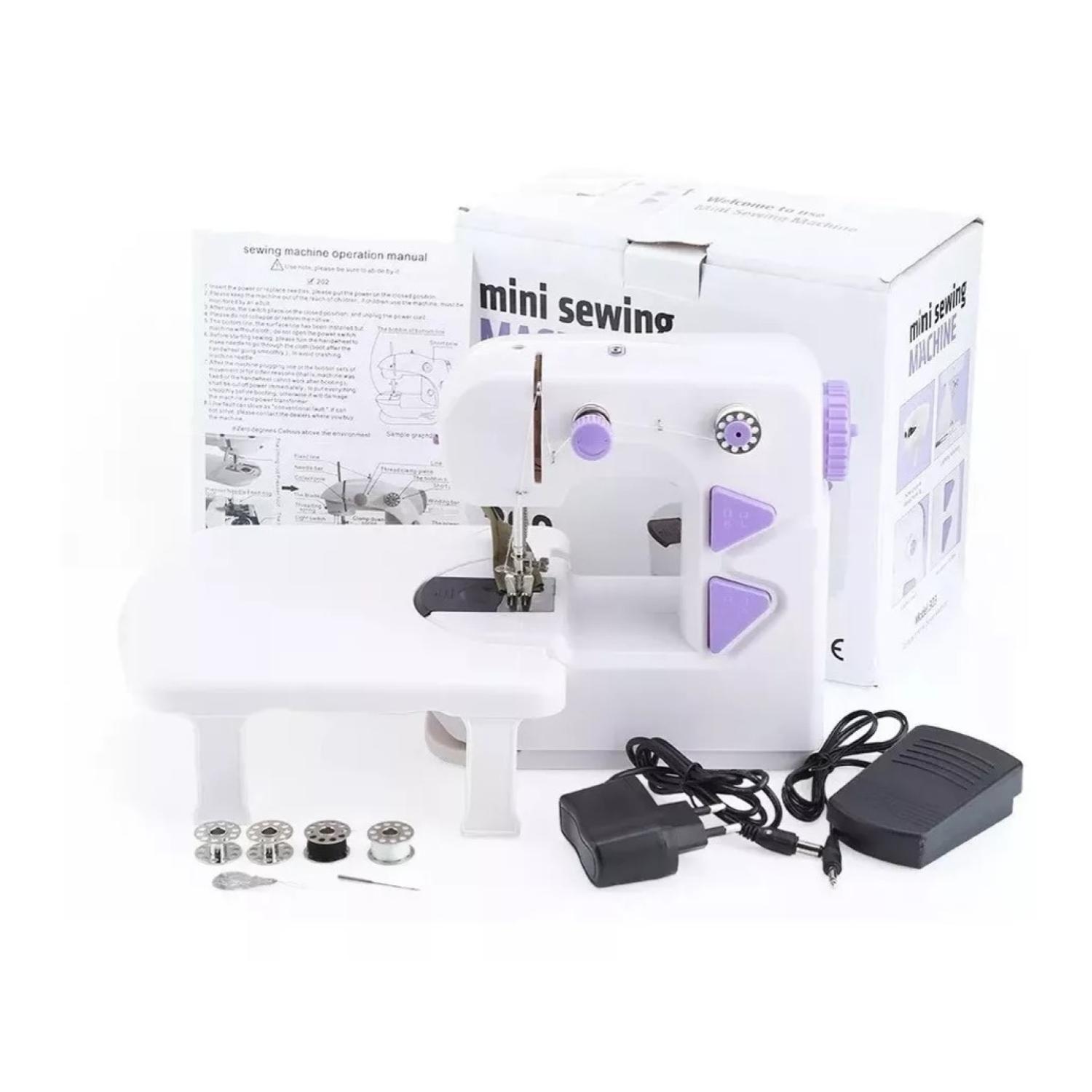 Maquina De Coser Portatil Compacta Blanco Morado-3