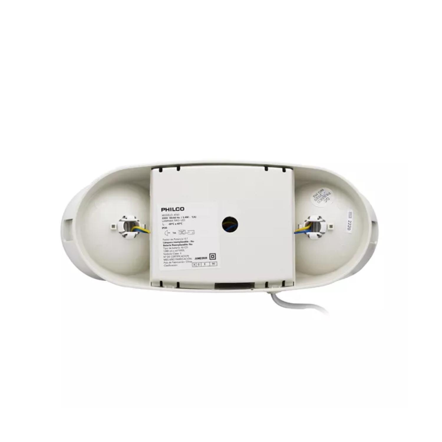 Lampara De Emergencia 2 Focos 24 LEDS IP20 Blanco AT60 Philco-2