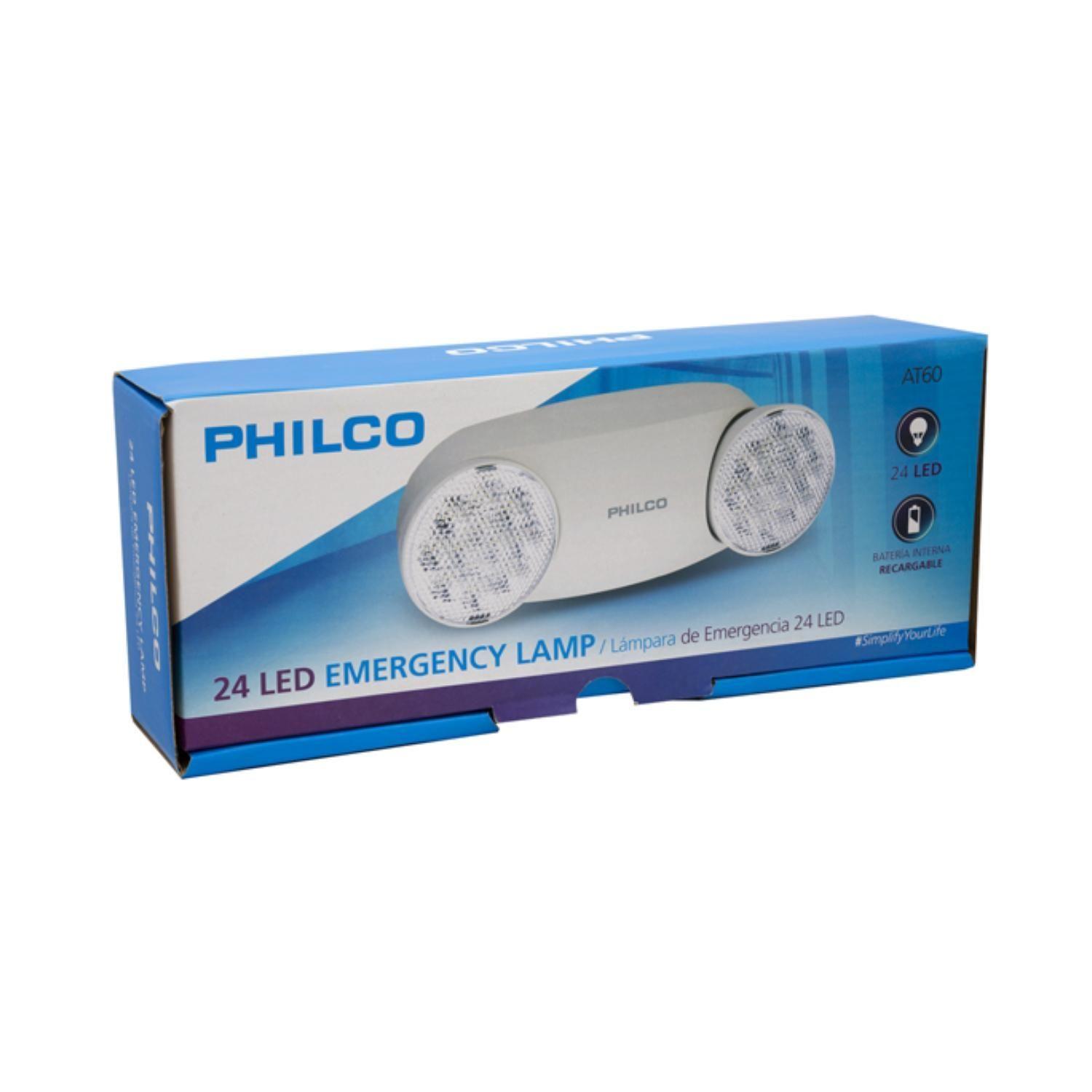 Lampara De Emergencia 2 Focos 24 LEDS IP20 Blanco AT60 Philco-3