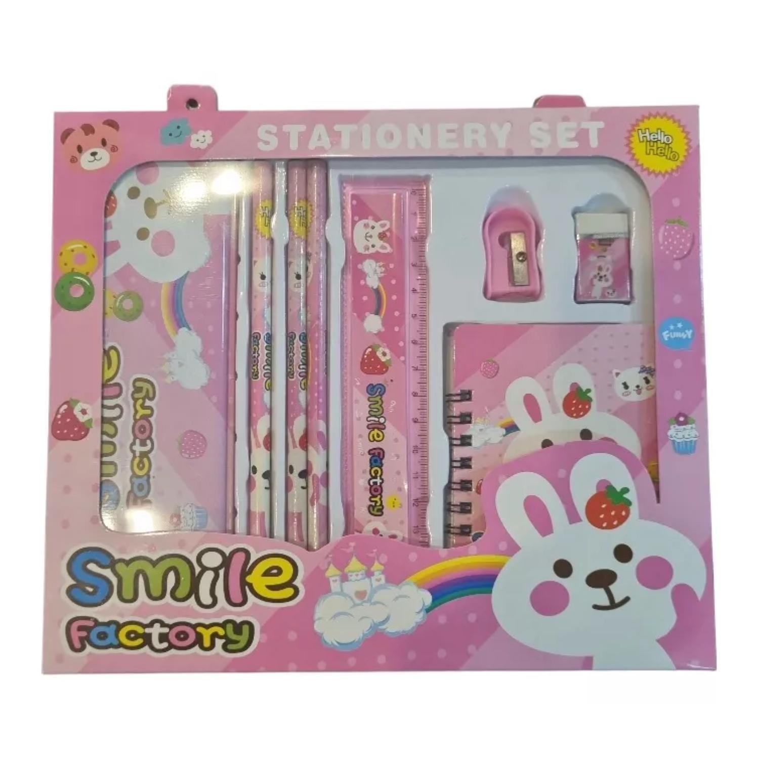 Set Escolar Coquette Lapices Cuaderno Borrador Rosado Infantil-0