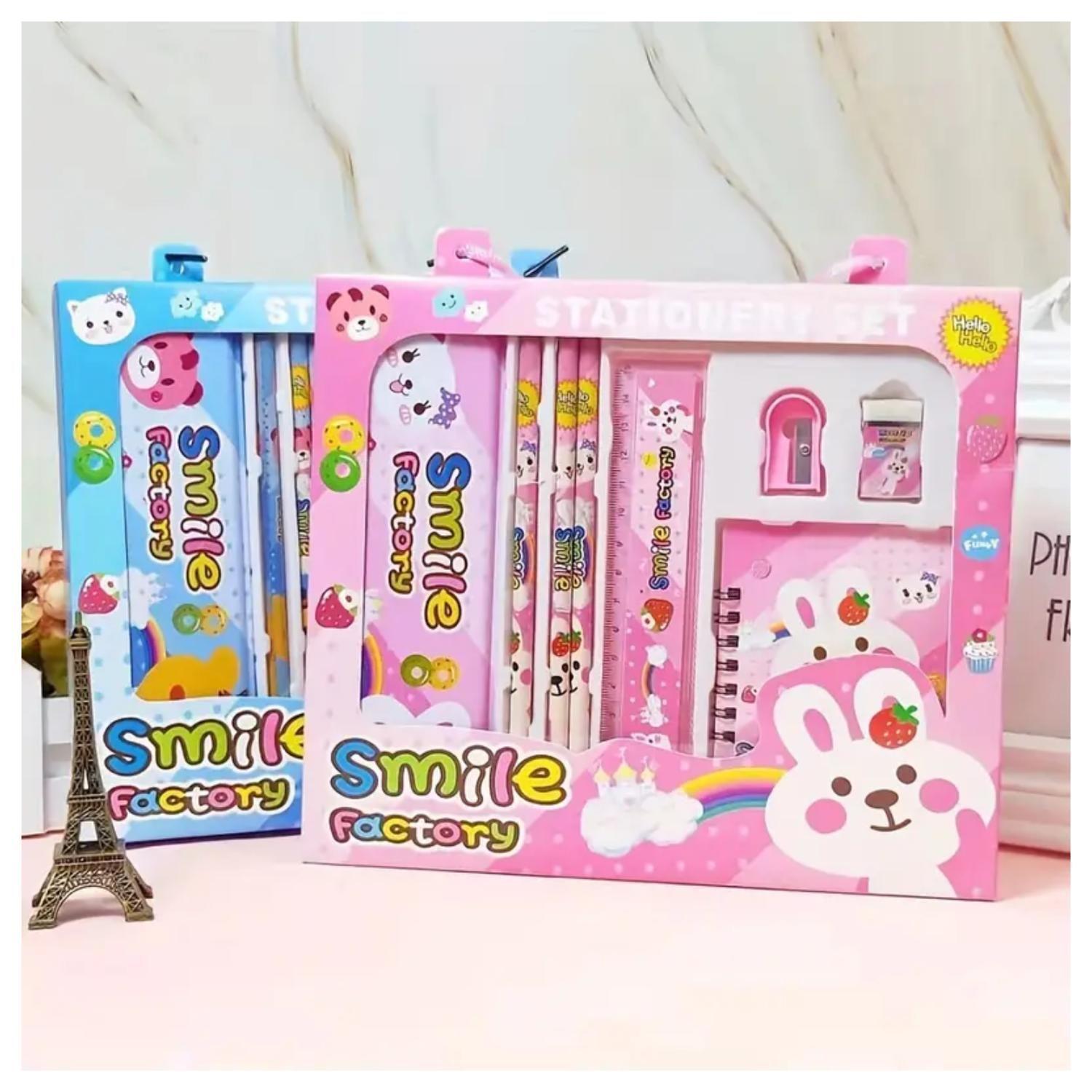 Set Escolar Coquette Lapices Cuaderno Borrador Rosado Infantil-1