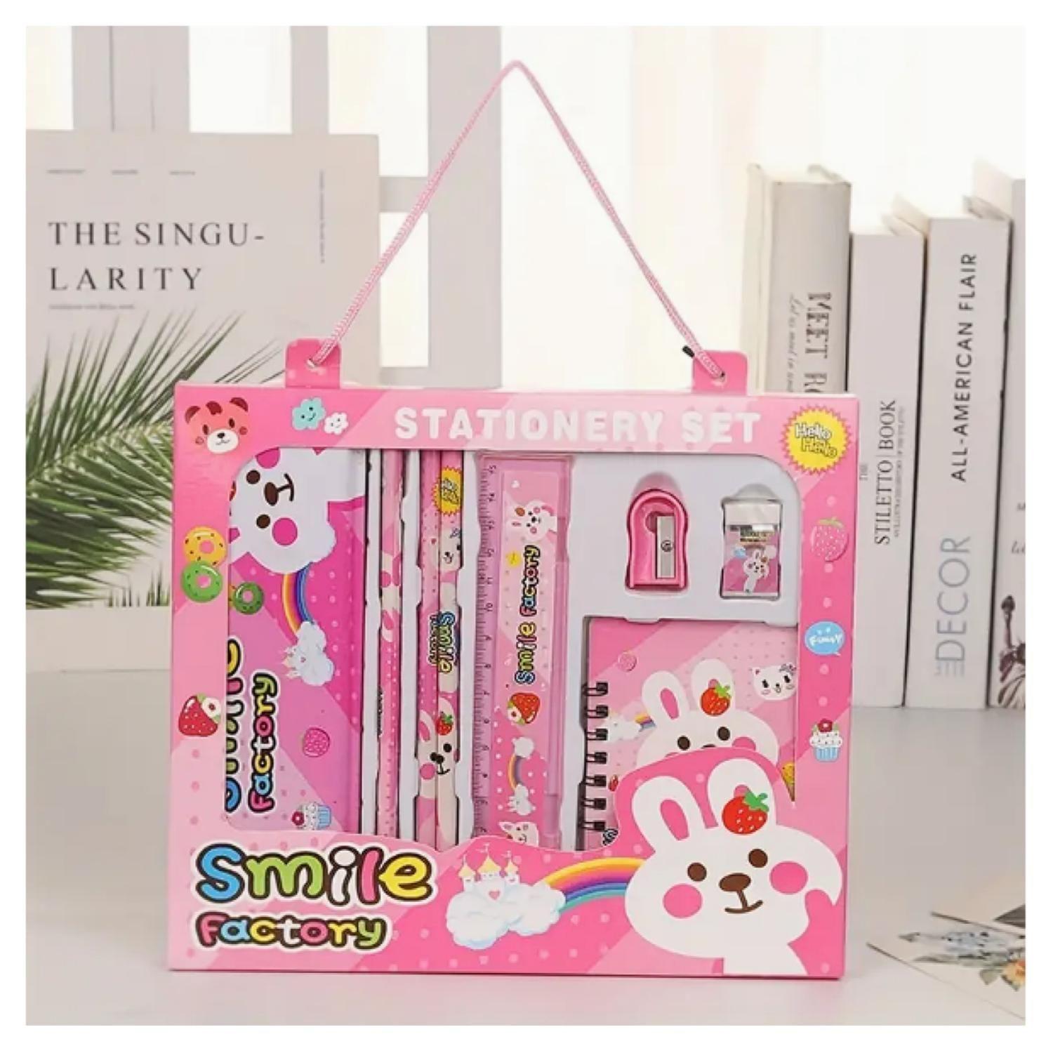 Set Escolar Coquette Lapices Cuaderno Borrador Rosado Infantil-3