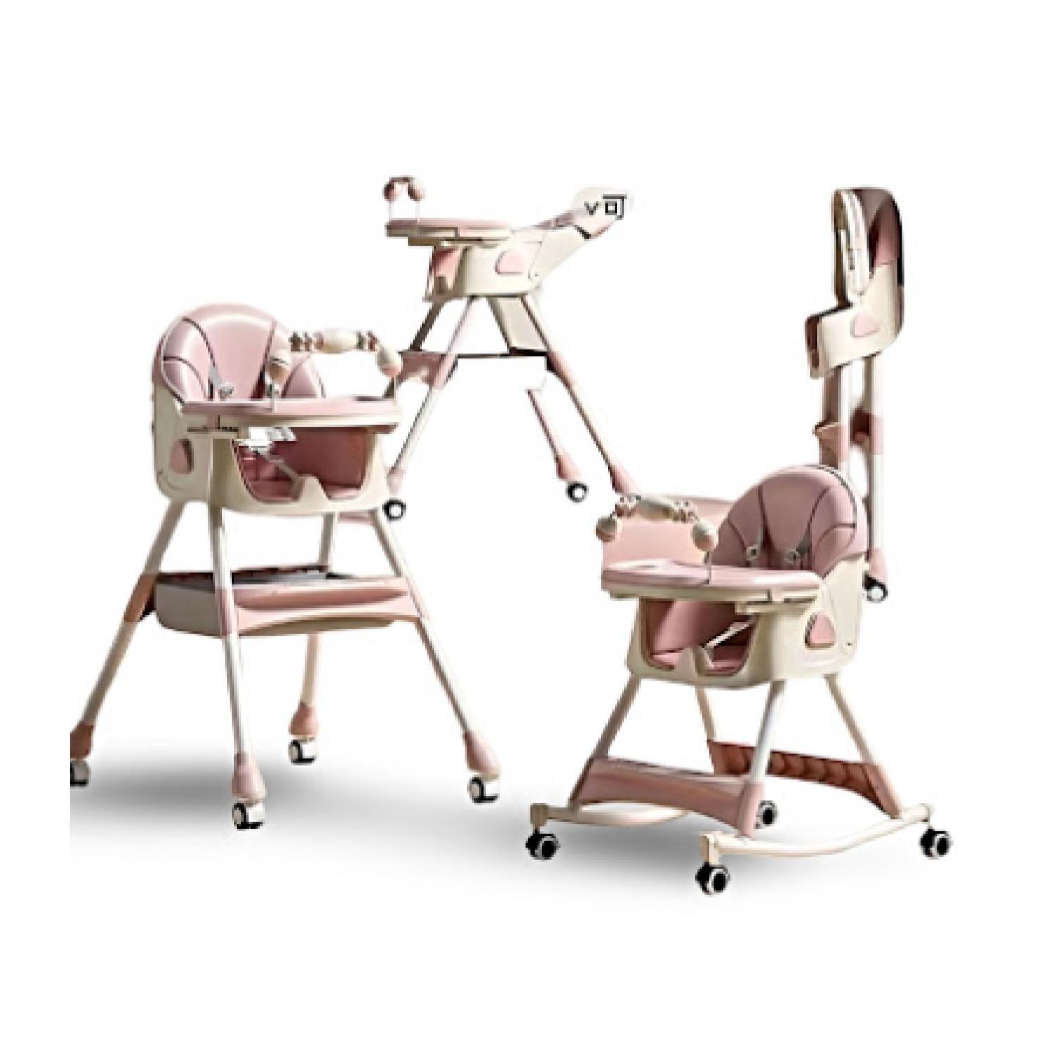 Silla De Comer 2 En 1 Ajustable Pegables Portatil Rosado Infantil-0